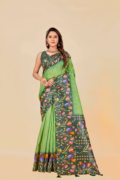 Malabar Multicolour Jacquard Saree with Elegant Digital Print 4 (8 Colours Available).