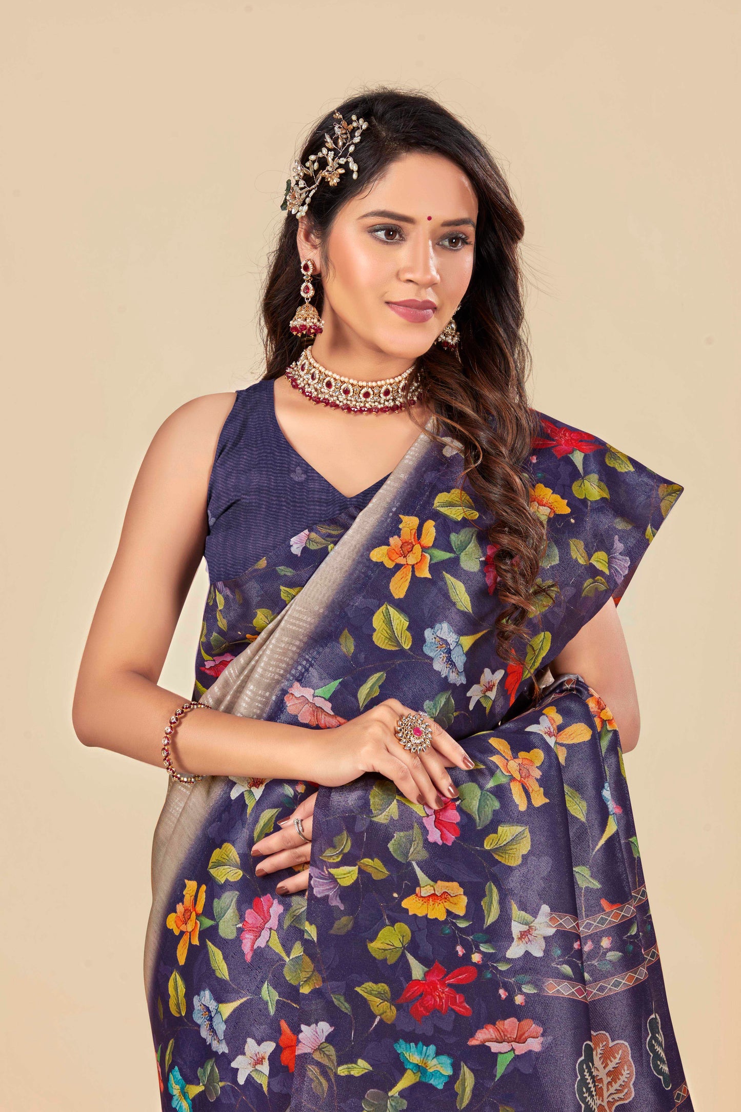 Malabar Multicolour Jacquard Saree with Elegant Digital Print 4 (8 Colours Available).