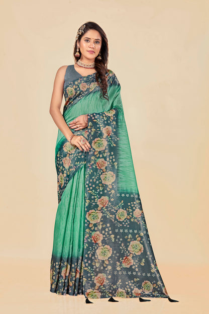 Malabar Multicolour Jacquard Saree with Elegant Digital Print 4 (8 Colours Available).