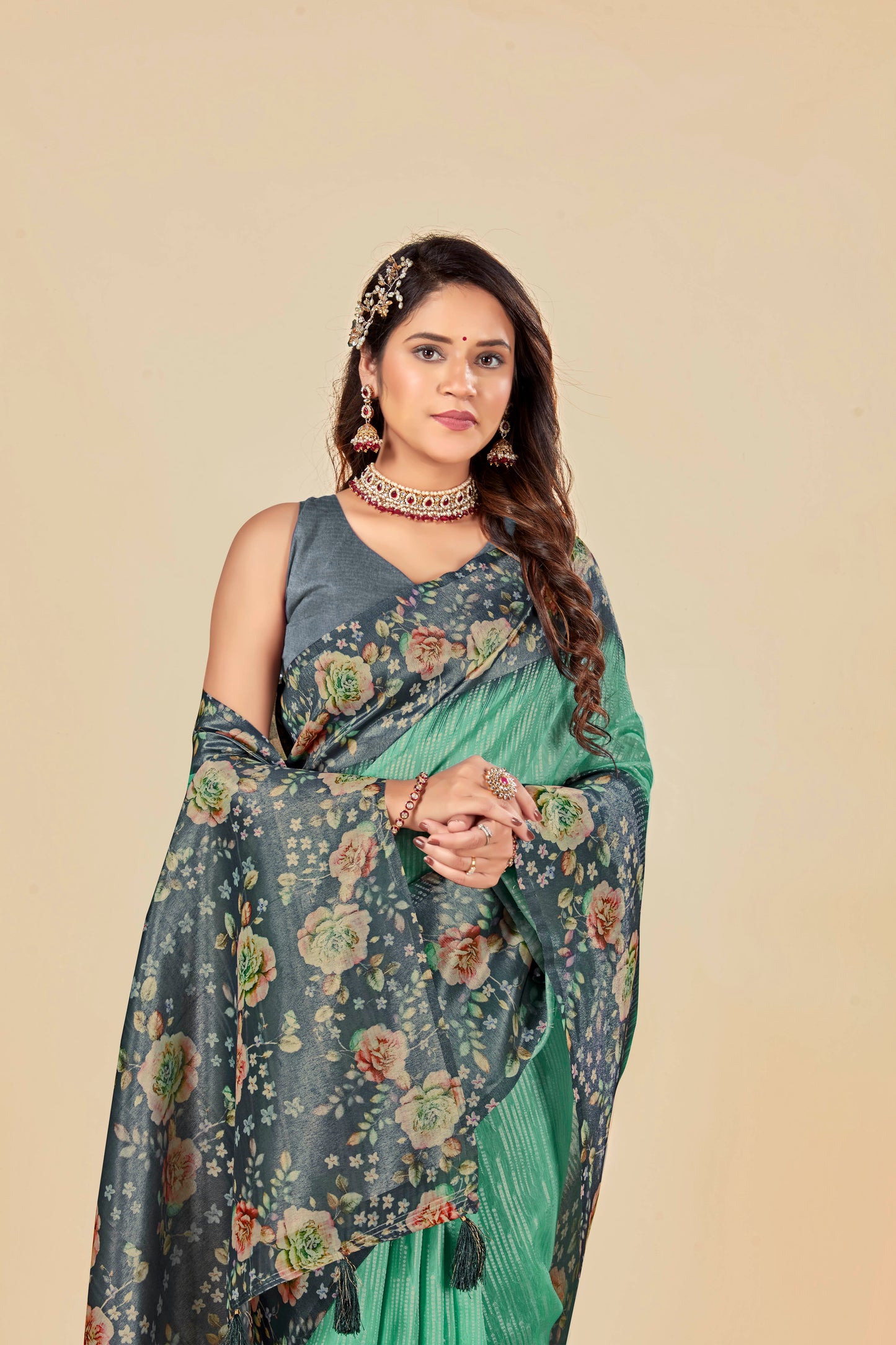 Malabar Multicolour Jacquard Saree with Elegant Digital Print 4 (8 Colours Available).