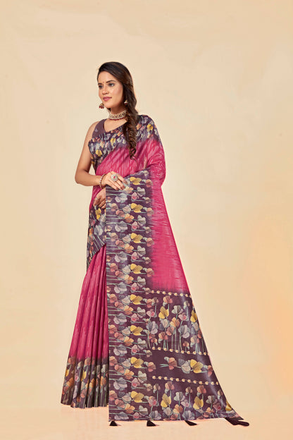 Malabar Multicolour Jacquard Saree with Elegant Digital Print 4 (8 Colours Available).