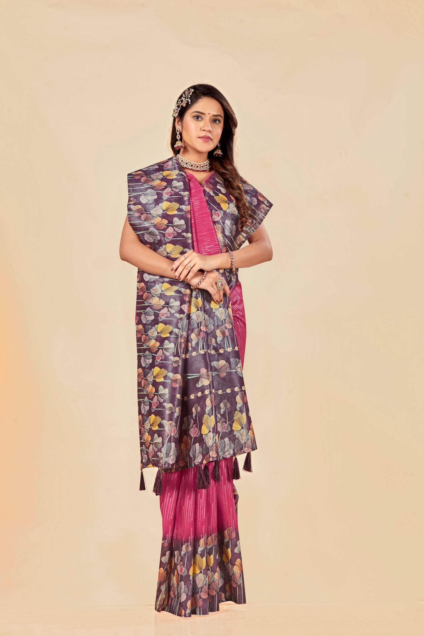 Malabar Multicolour Jacquard Saree with Elegant Digital Print 4 (8 Colours Available).