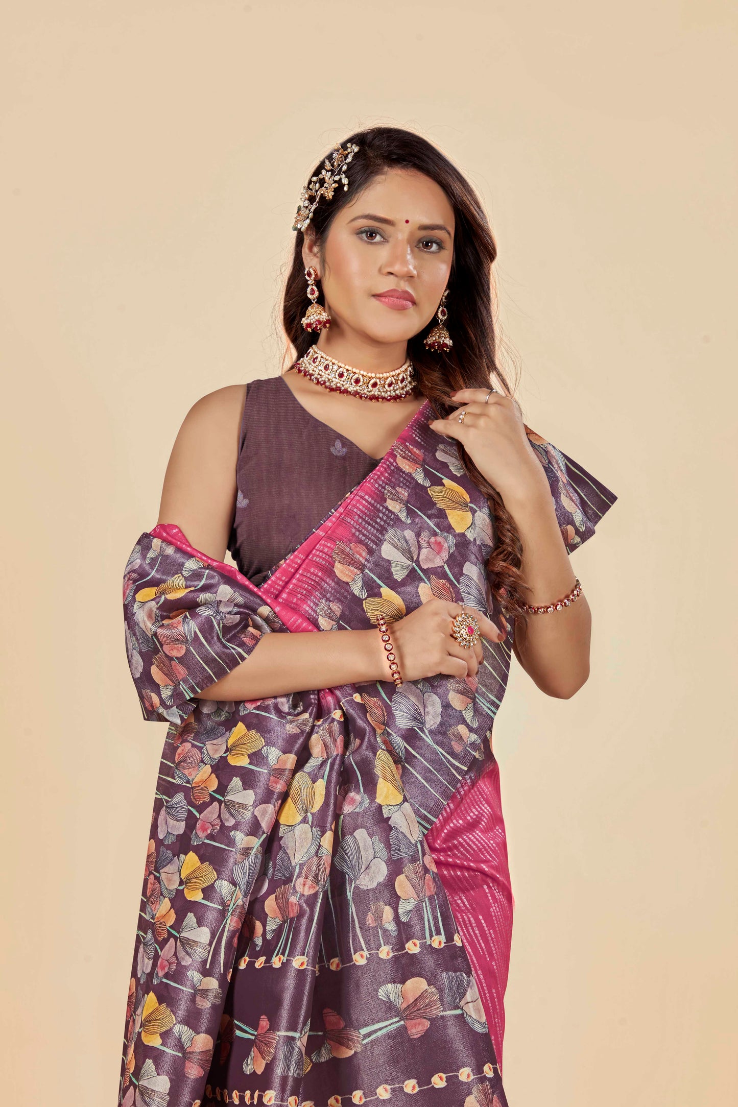 Malabar Multicolour Jacquard Saree with Elegant Digital Print 4 (8 Colours Available).