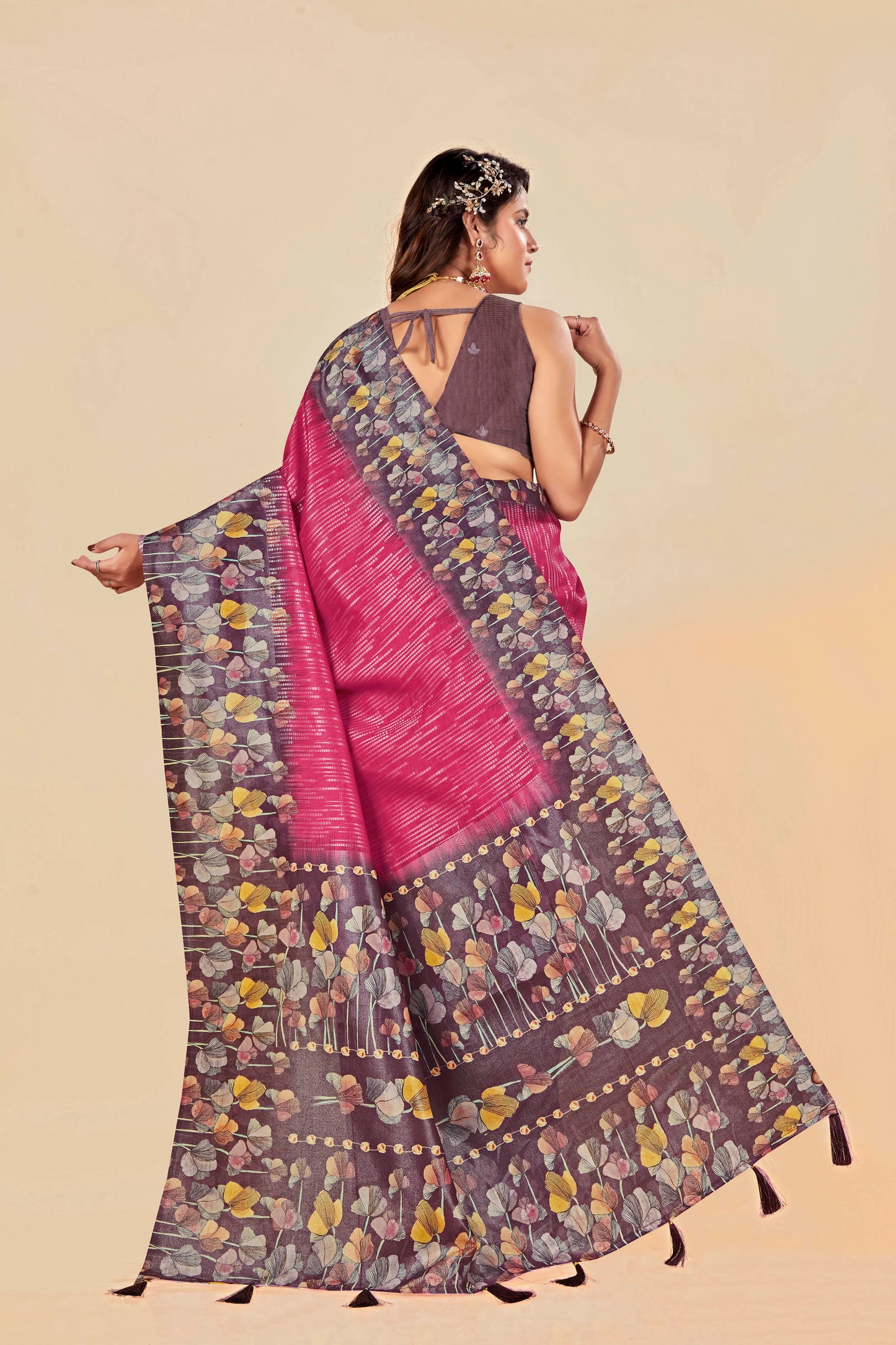 Malabar Multicolour Jacquard Saree with Elegant Digital Print 4 (8 Colours Available).