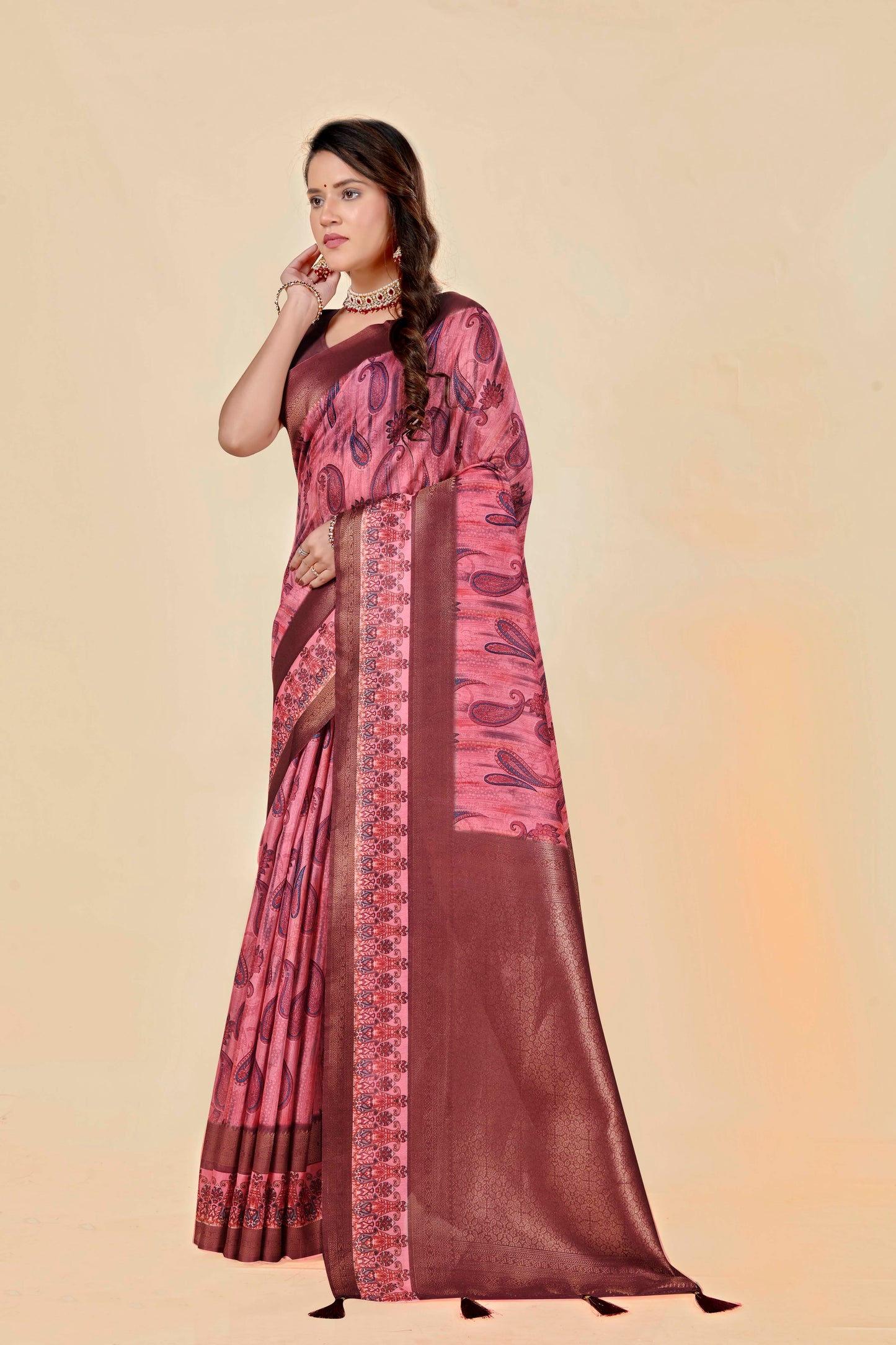 Malabar Multicolour Jacquard Saree with Elegant Digital Print 14.(8 Colours Available).