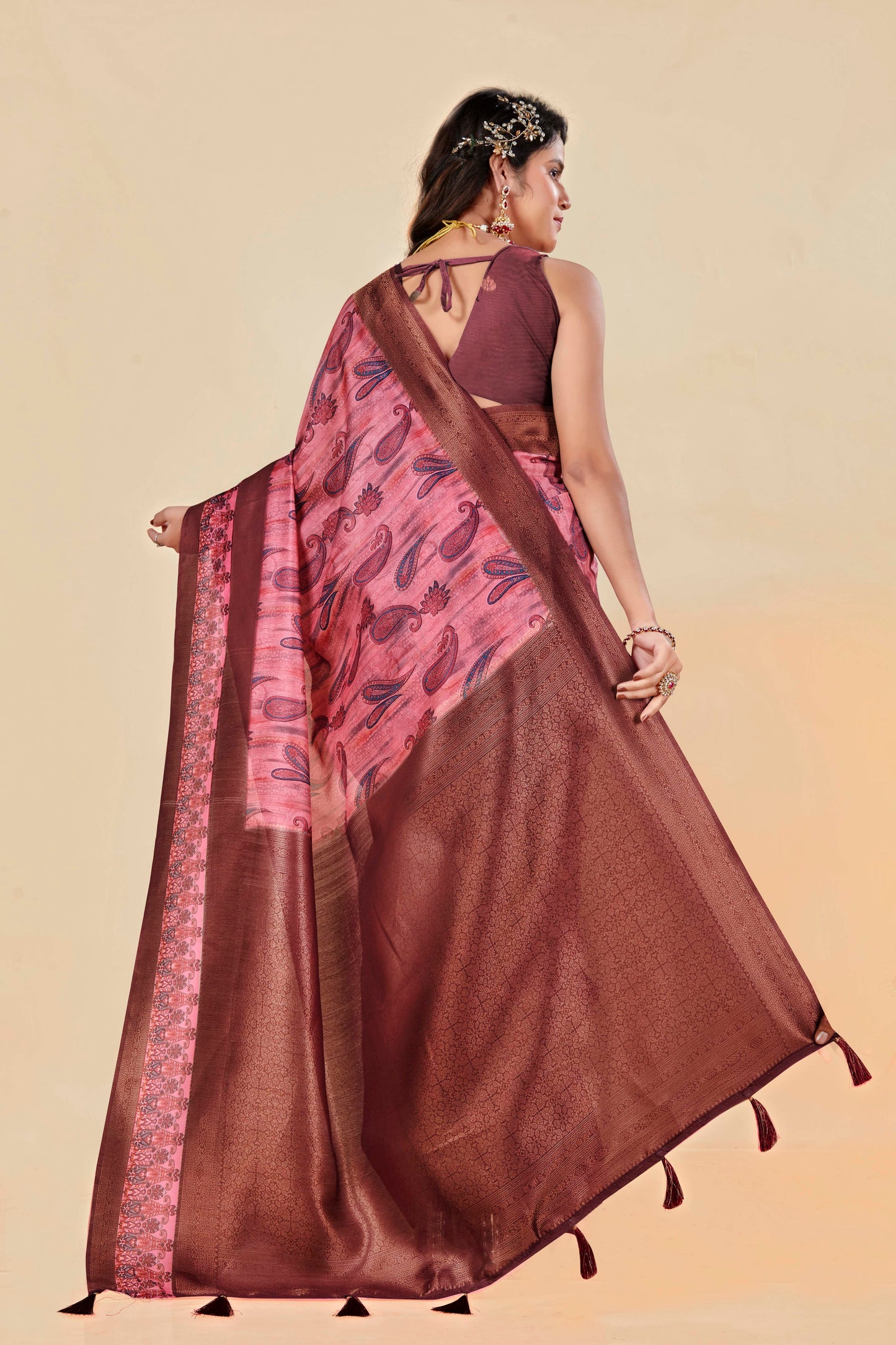 Malabar Multicolour Jacquard Saree with Elegant Digital Print 14.(8 Colours Available).