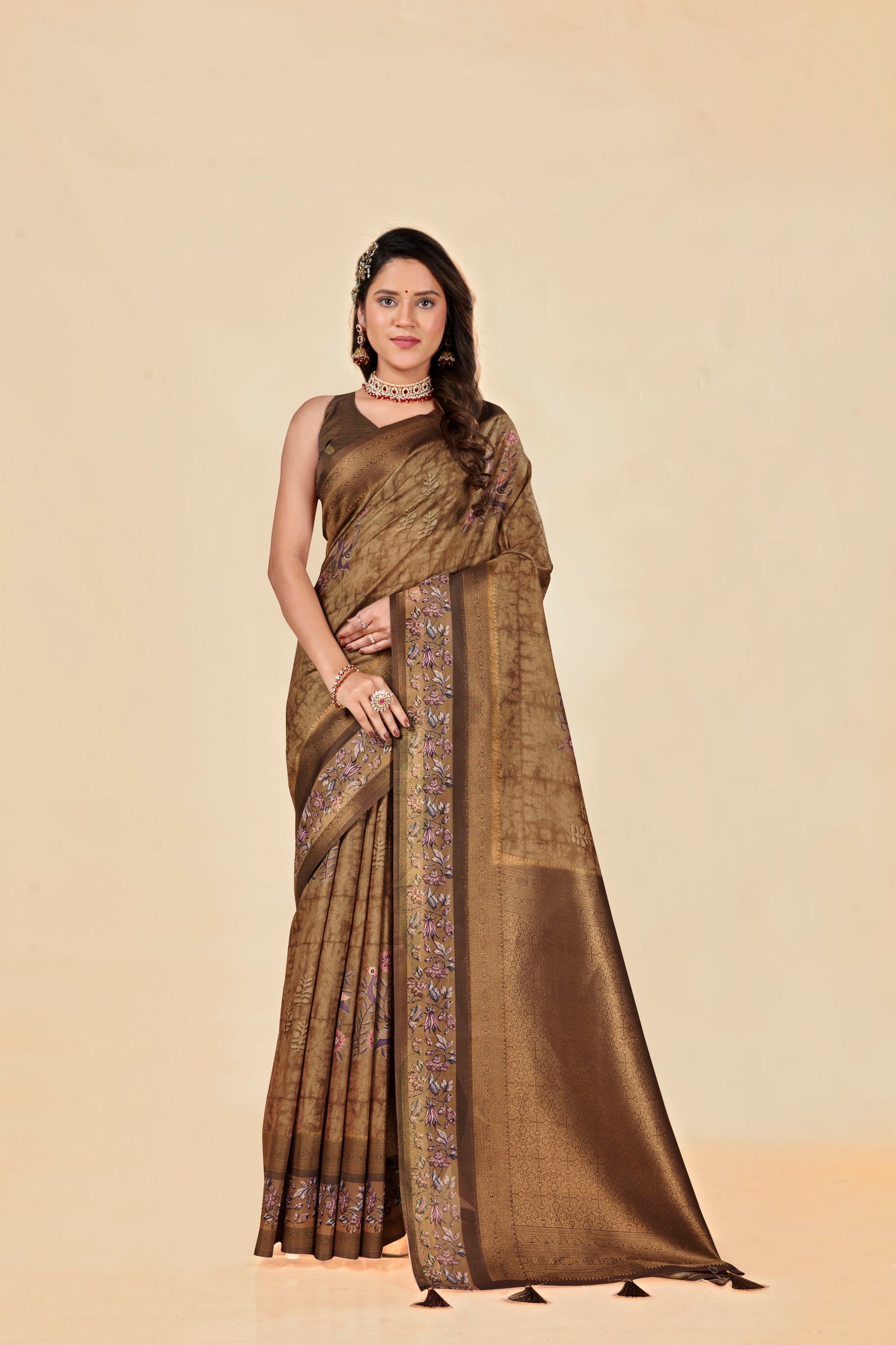 Malabar Multicolour Jacquard Saree with Elegant Digital Print 14.(8 Colours Available).