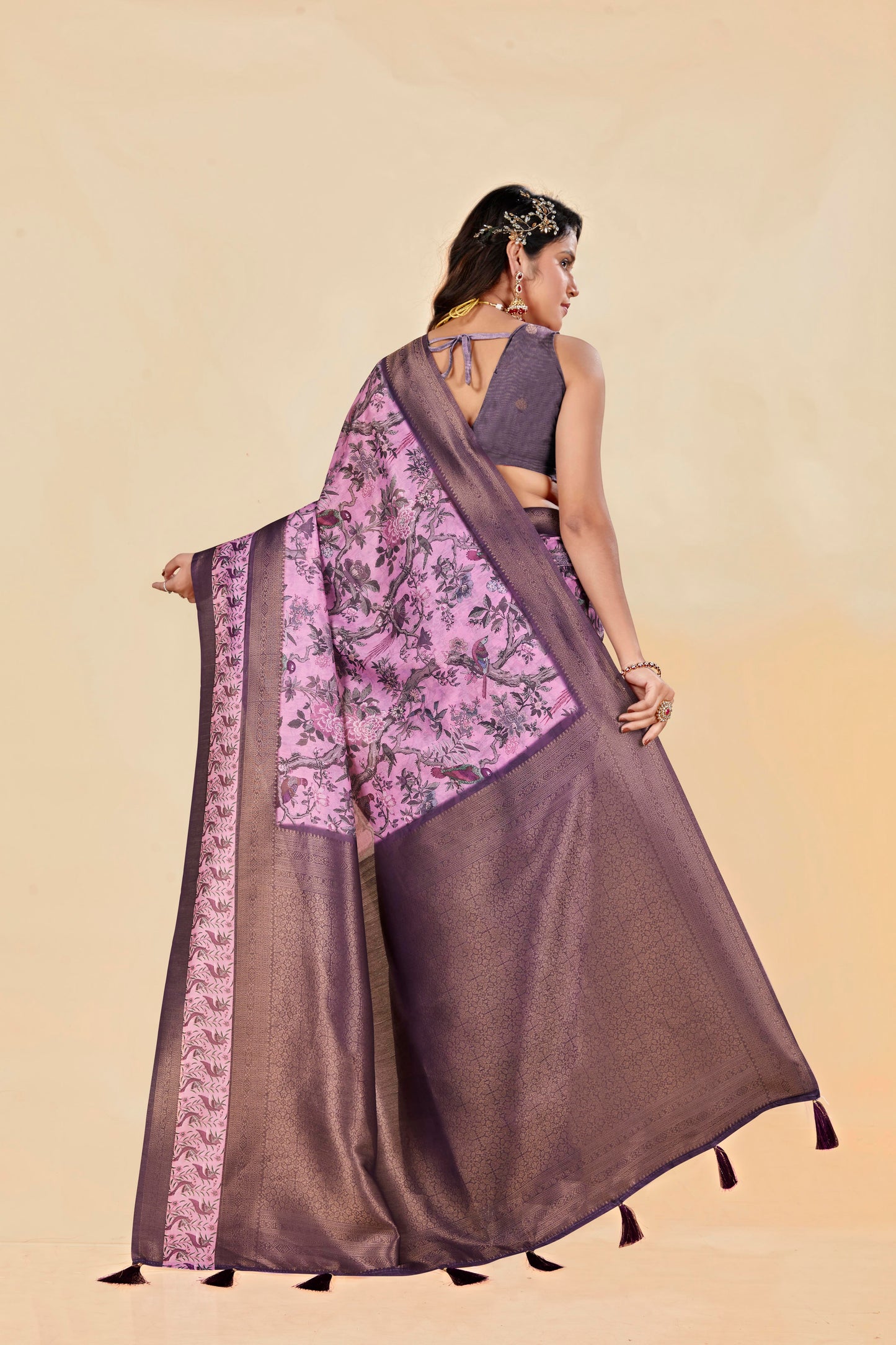 Malabar Multicolour Jacquard Saree with Elegant Digital Print 14.(8 Colours Available).