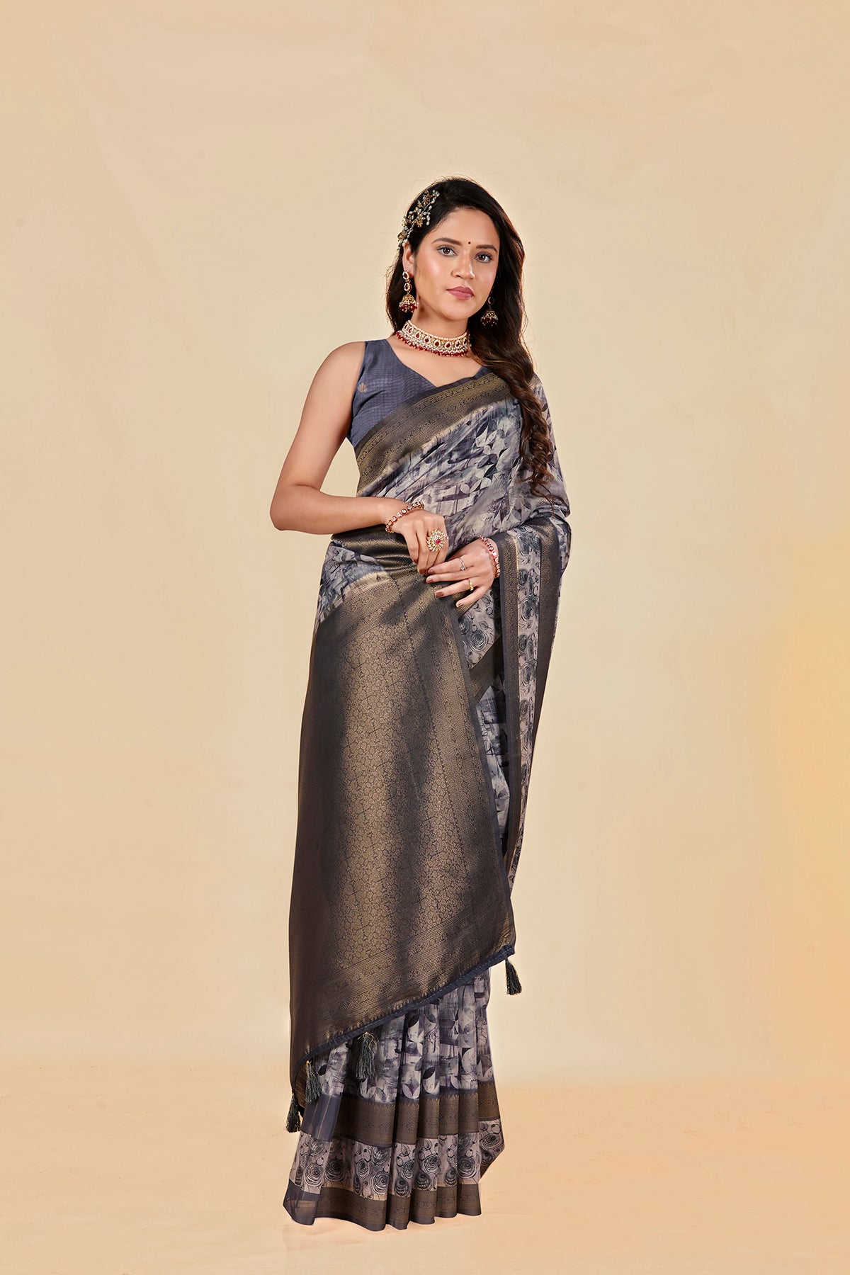 Malabar Multicolour Jacquard Saree with Elegant Digital Print 14.(8 Colours Available).