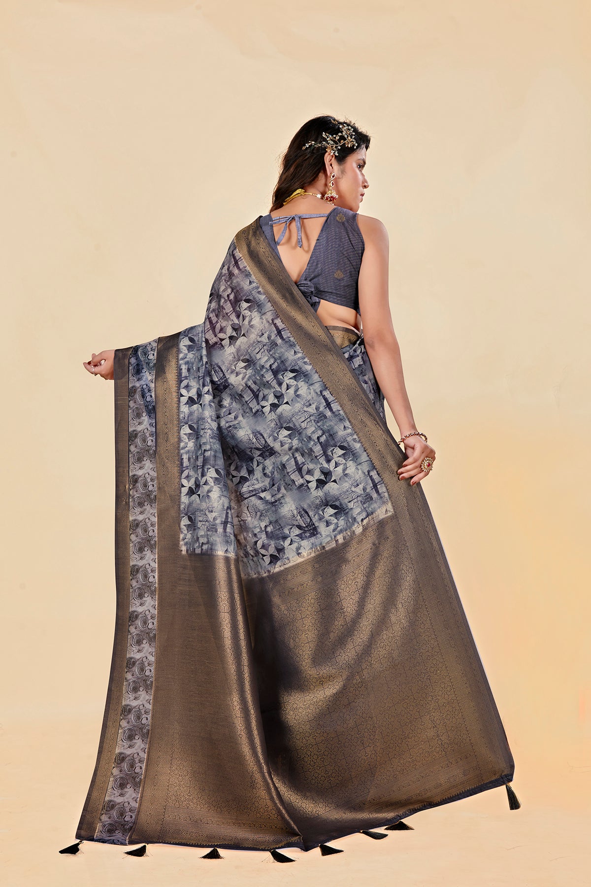 Malabar Multicolour Jacquard Saree with Elegant Digital Print 14.(8 Colours Available).