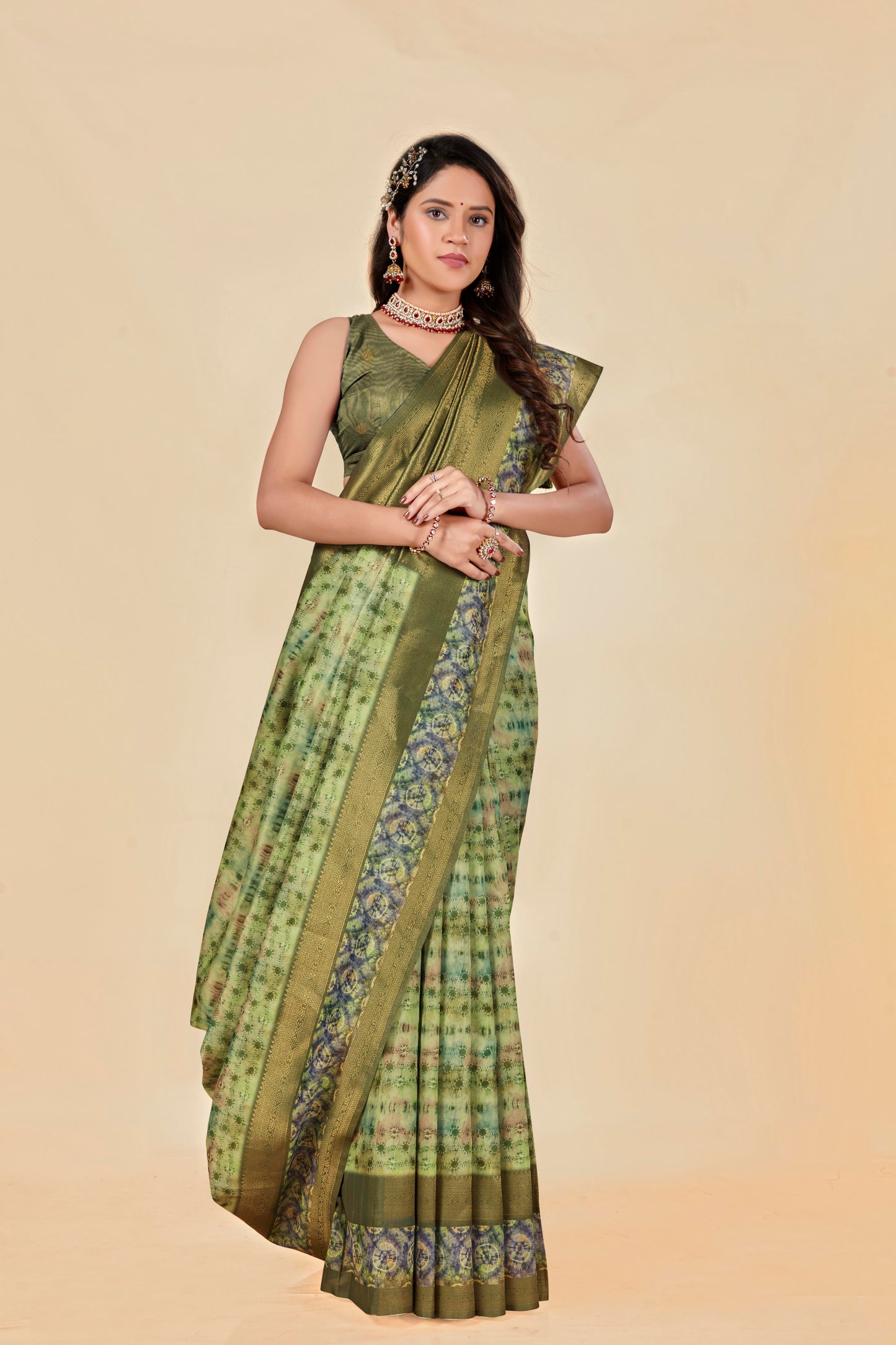 Malabar Multicolour Jacquard Saree with Elegant Digital Print 14.(8 Colours Available).