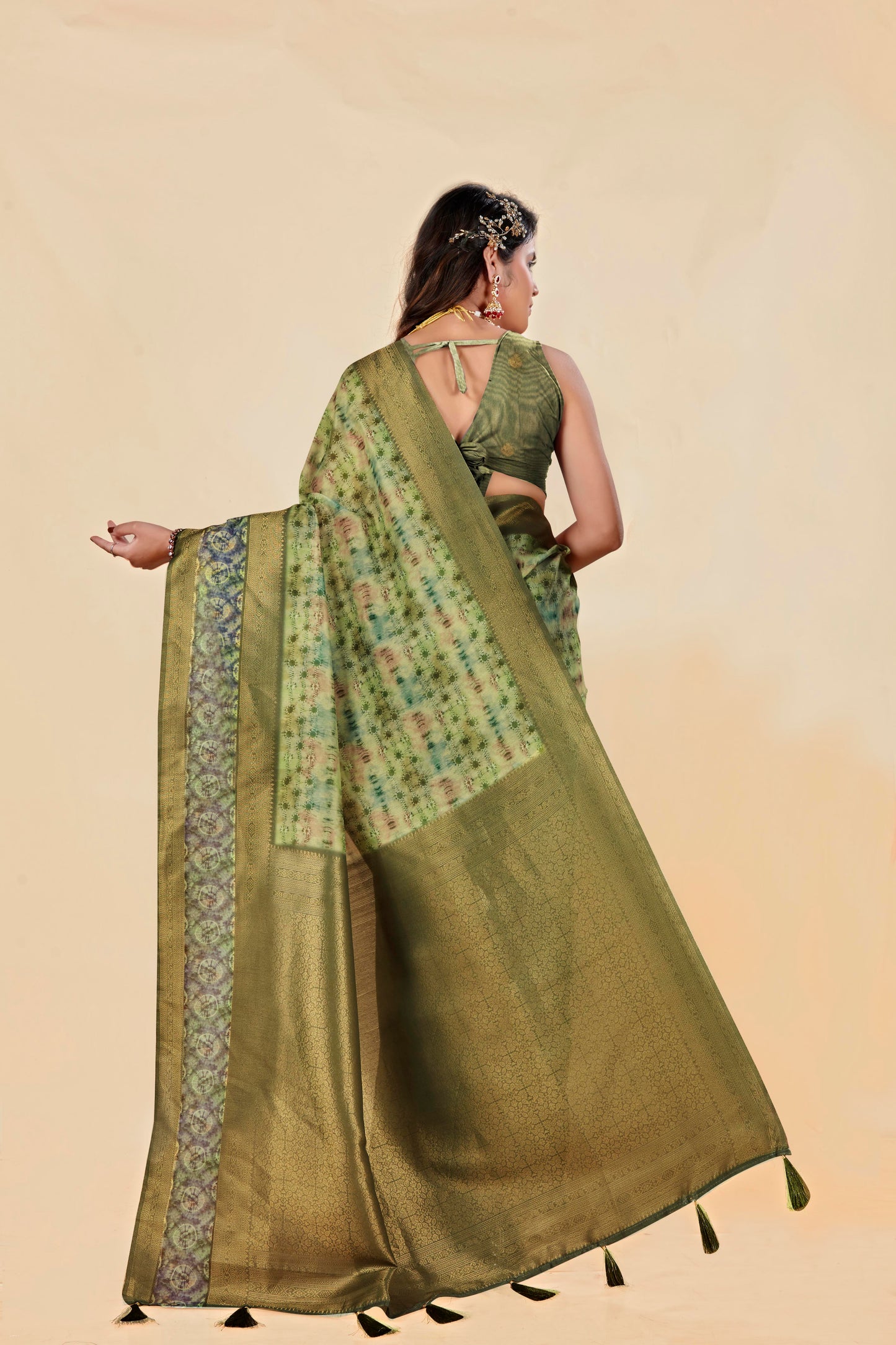 Malabar Multicolour Jacquard Saree with Elegant Digital Print 14.(8 Colours Available).