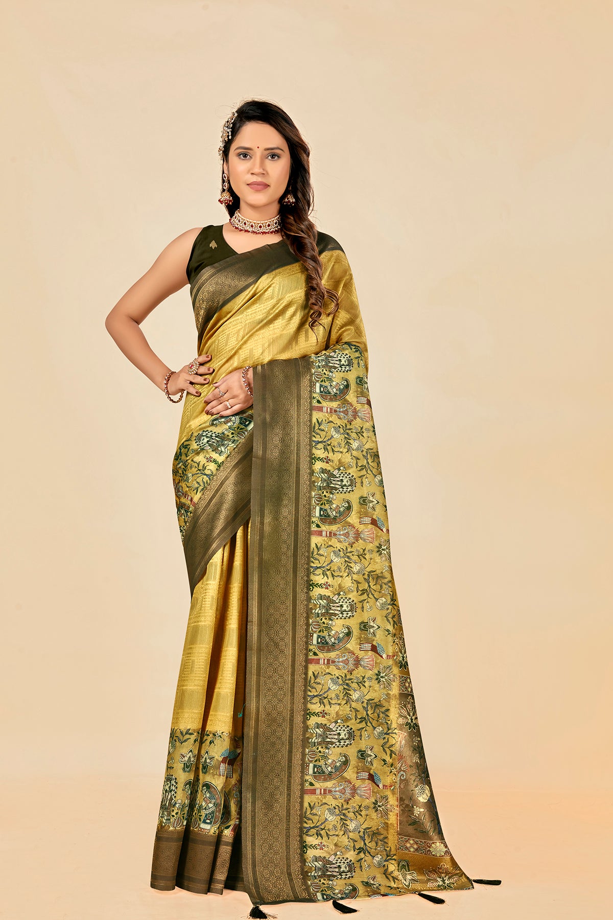 Malabar Multicolour Jacquard Saree with Elegant Digital Print 5.(8 Colours Available).