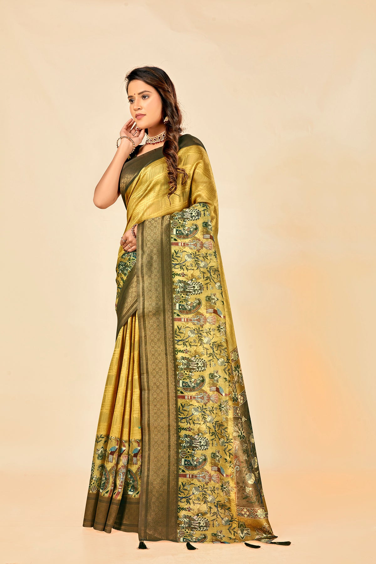 Malabar Multicolour Jacquard Saree with Elegant Digital Print 5.(8 Colours Available).