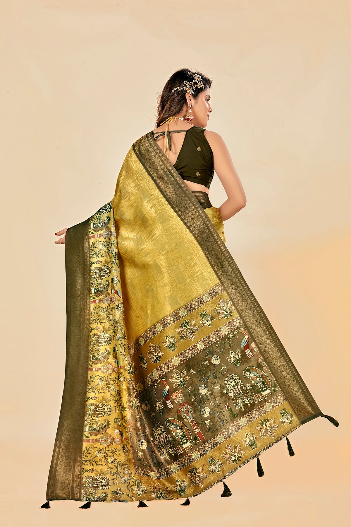 Malabar Multicolour Jacquard Saree with Elegant Digital Print 5.(8 Colours Available).