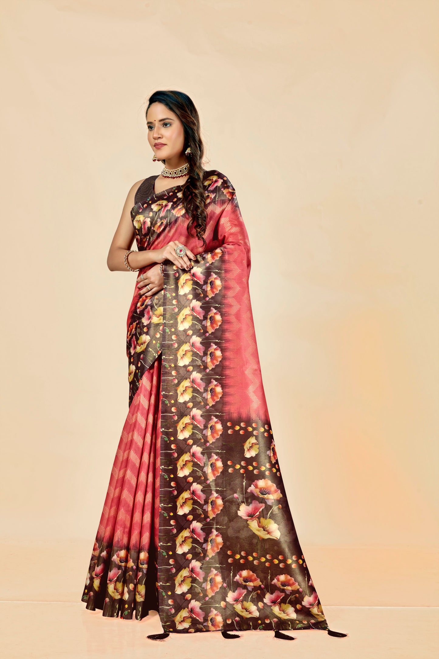 Malabar Multicolour Jacquard Saree with Elegant Digital Print 11 (6 Colours Available).