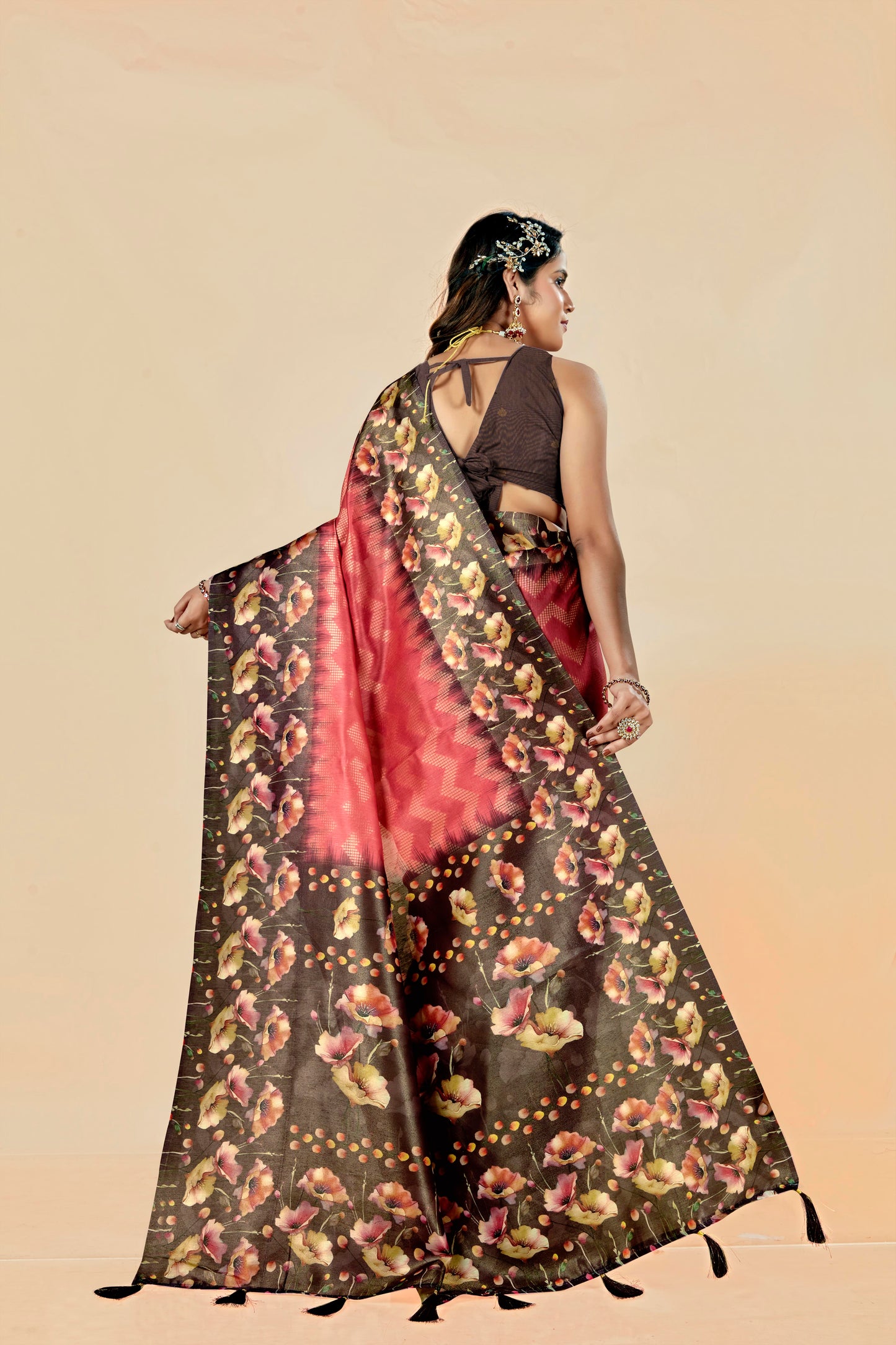 Malabar Multicolour Jacquard Saree with Elegant Digital Print 11 (6 Colours Available).