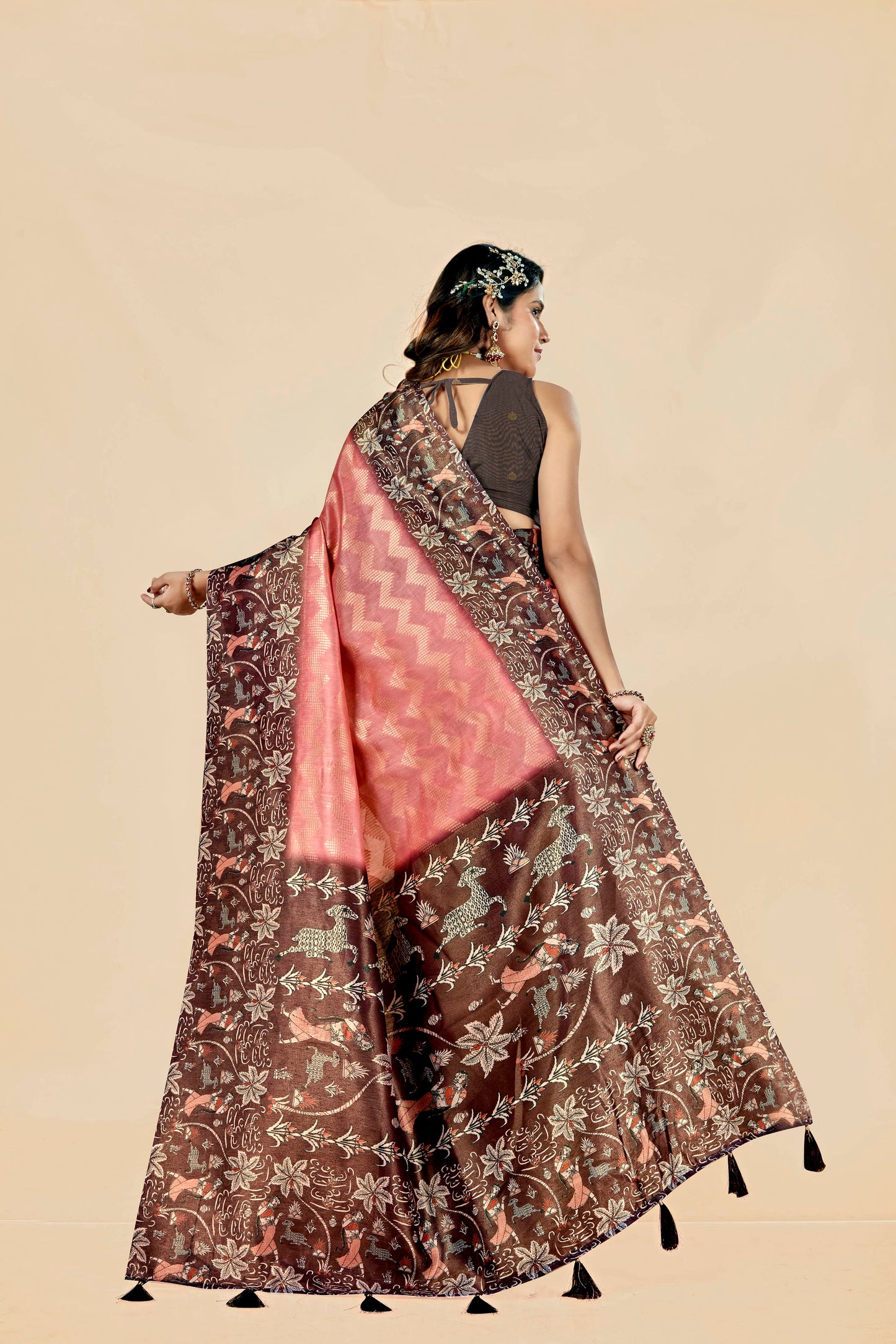 Malabar Multicolour Jacquard Saree with Elegant Digital Print 11 (6 Colours Available).