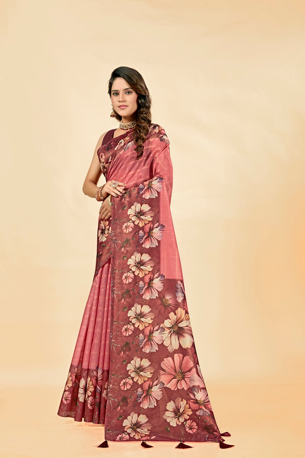 Malabar Multicolour Jacquard Saree with Elegant Digital Print 9 (8 Colours Available).