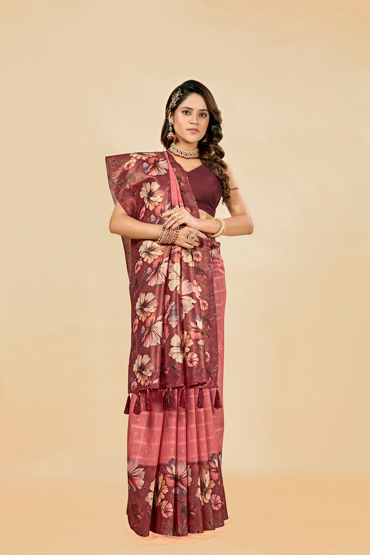 Malabar Multicolour Jacquard Saree with Elegant Digital Print 9 (8 Colours Available).