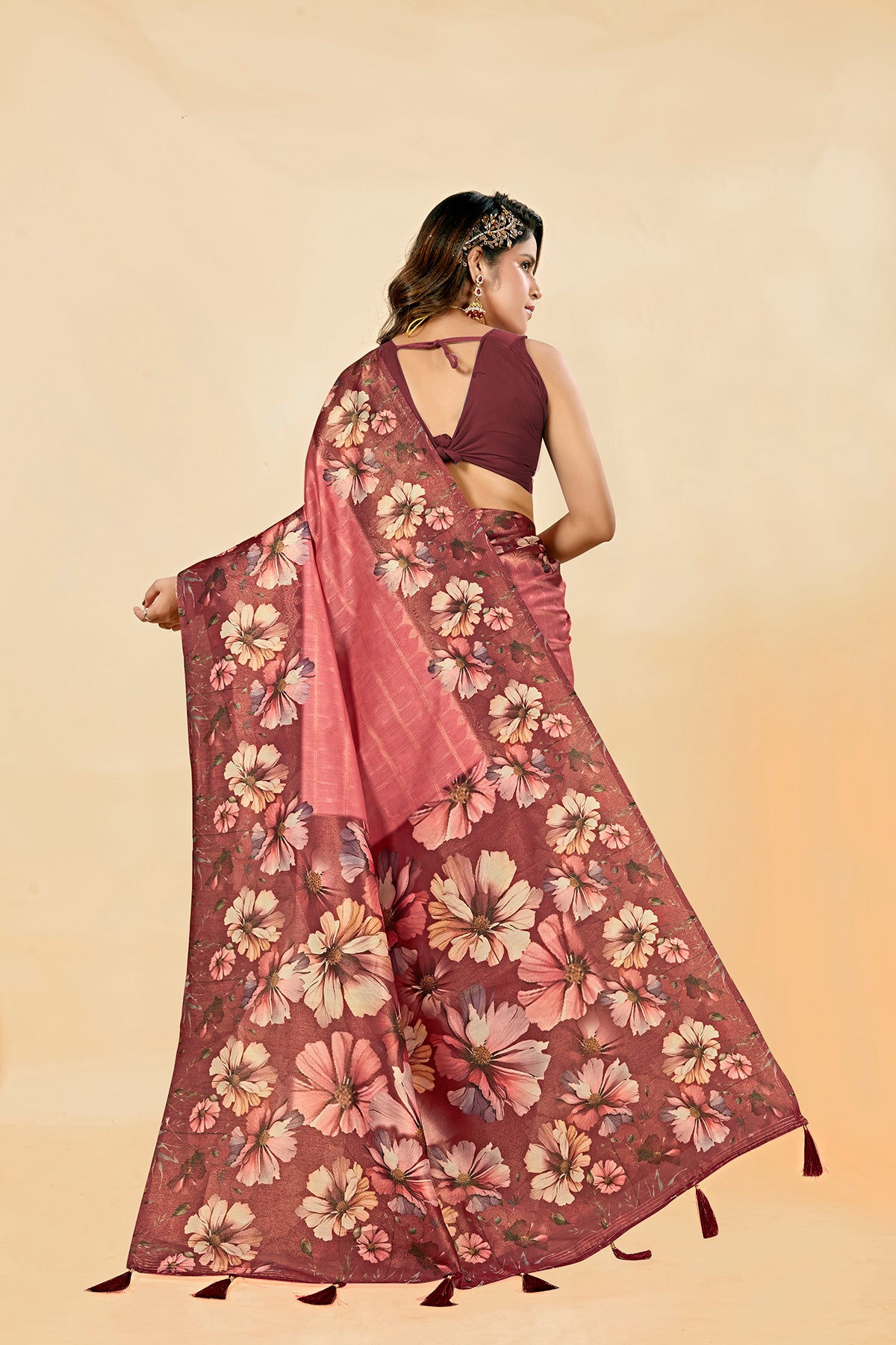 Malabar Multicolour Jacquard Saree with Elegant Digital Print 9 (8 Colours Available).