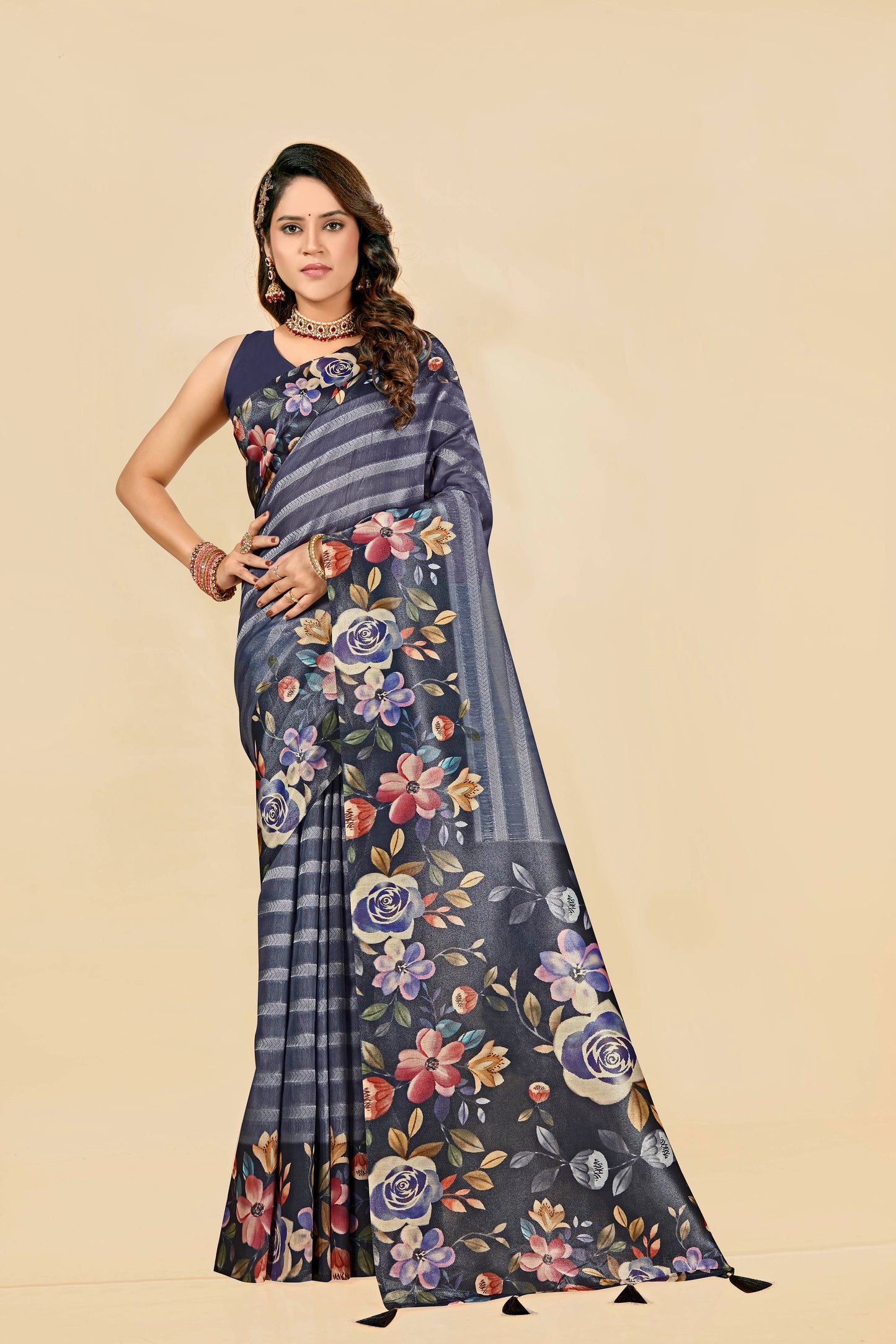 Malabar Multicolour Jacquard Saree with Elegant Digital Print 6.(8 Colours Available).