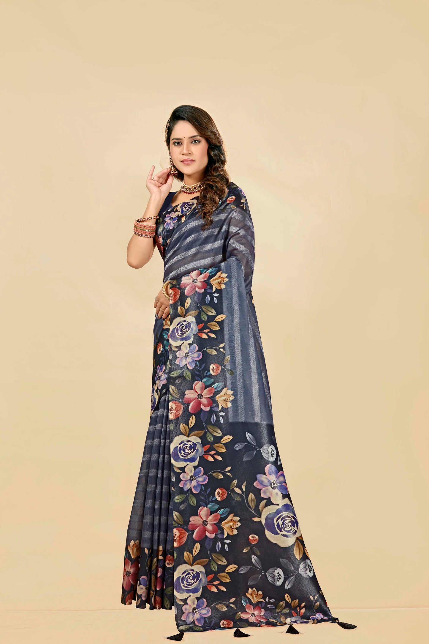 Malabar Multicolour Jacquard Saree with Elegant Digital Print 6.(8 Colours Available).