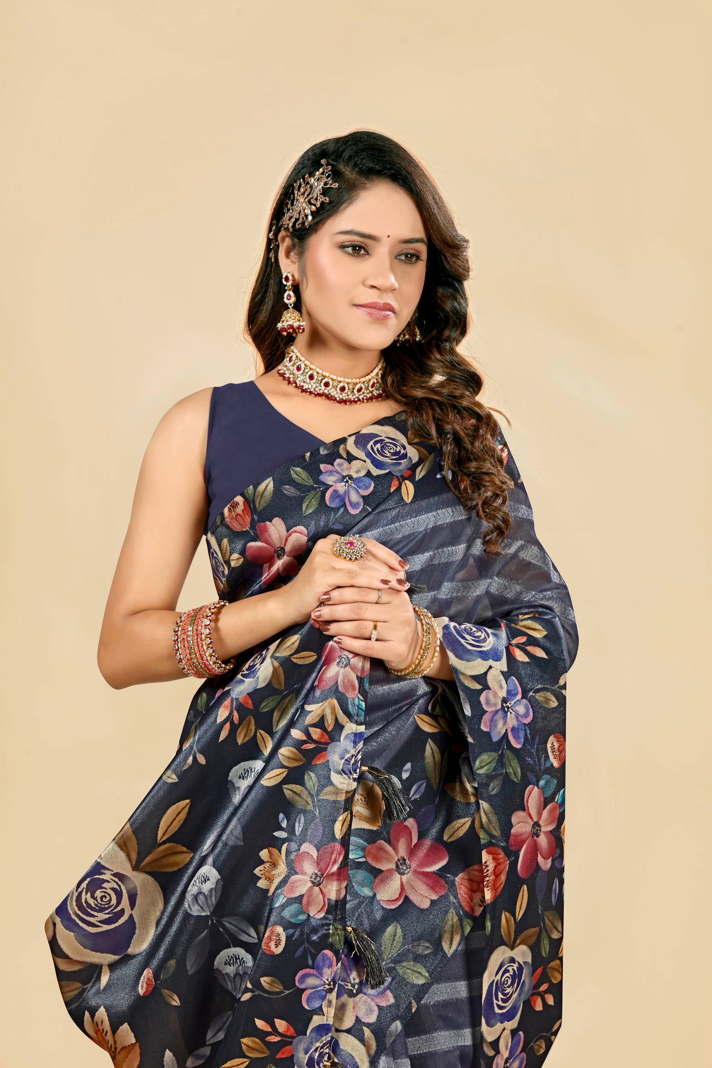 Malabar Multicolour Jacquard Saree with Elegant Digital Print 6.(8 Colours Available).