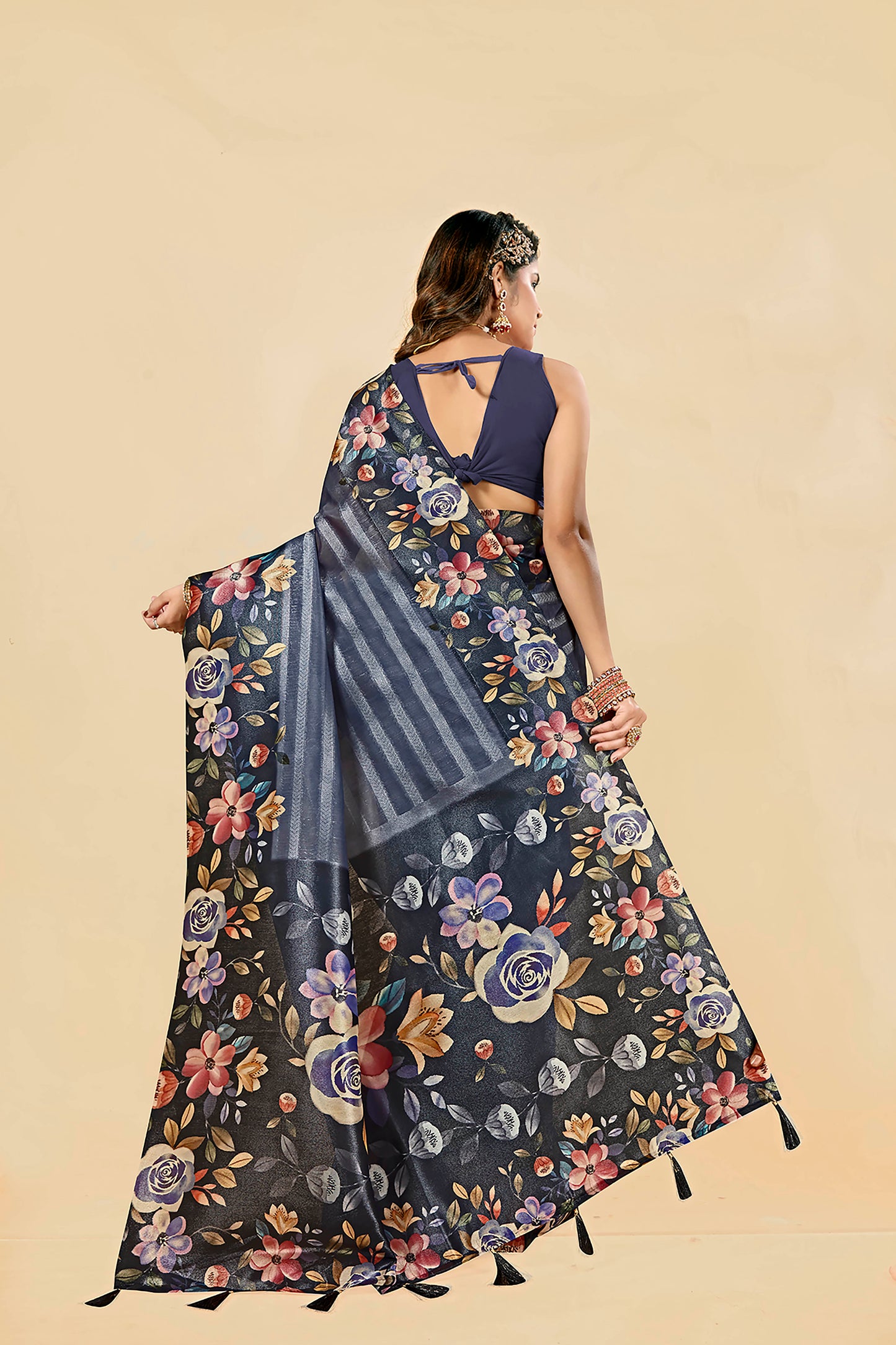 Malabar Multicolour Jacquard Saree with Elegant Digital Print 6.(8 Colours Available).