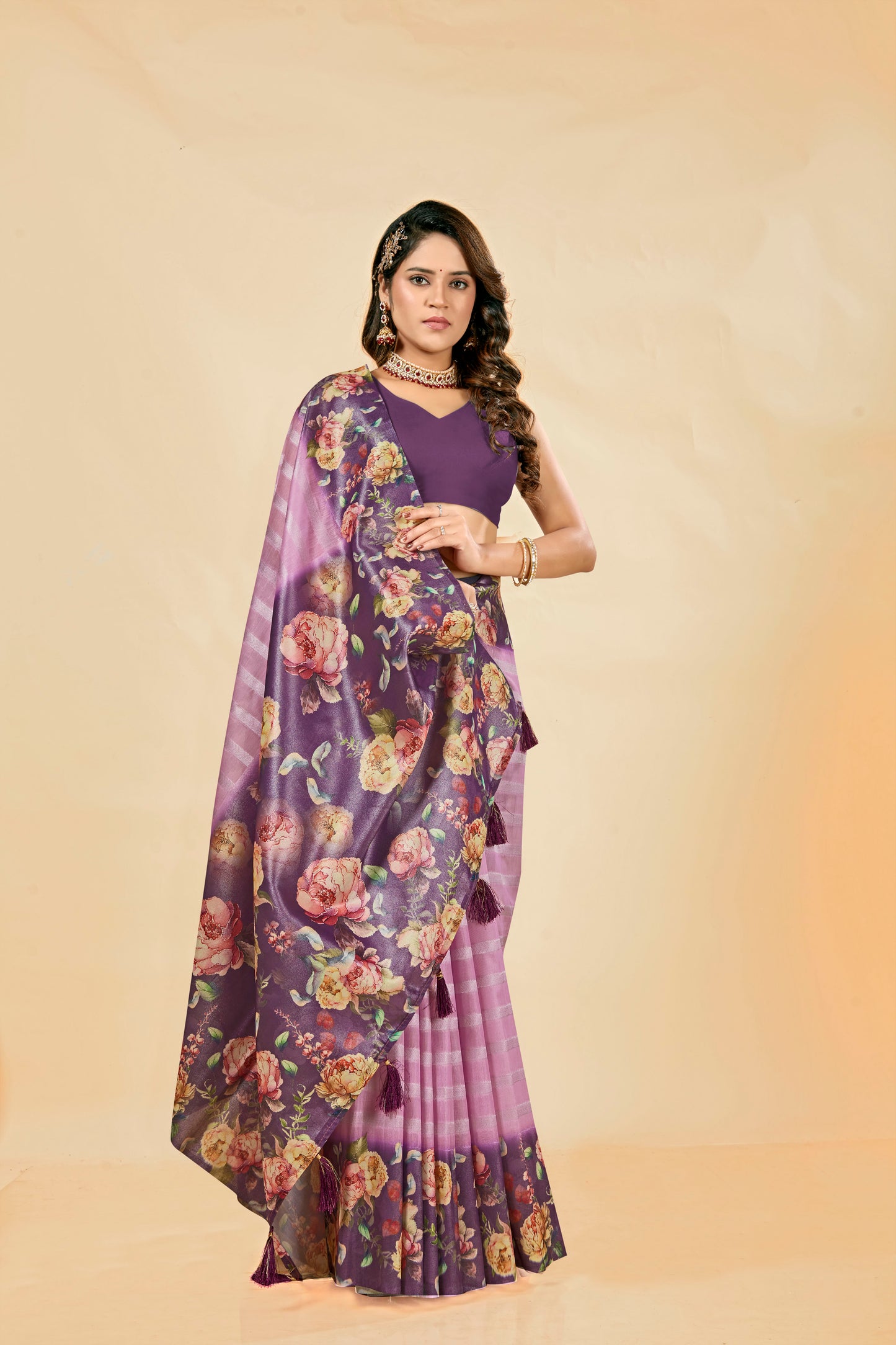 Malabar Multicolour Jacquard Saree with Elegant Digital Print 6.(8 Colours Available).