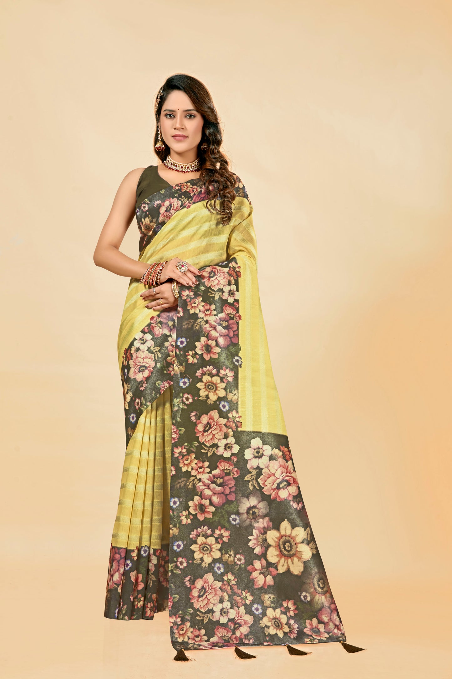 Malabar Multicolour Jacquard Saree with Elegant Digital Print 6.(8 Colours Available).