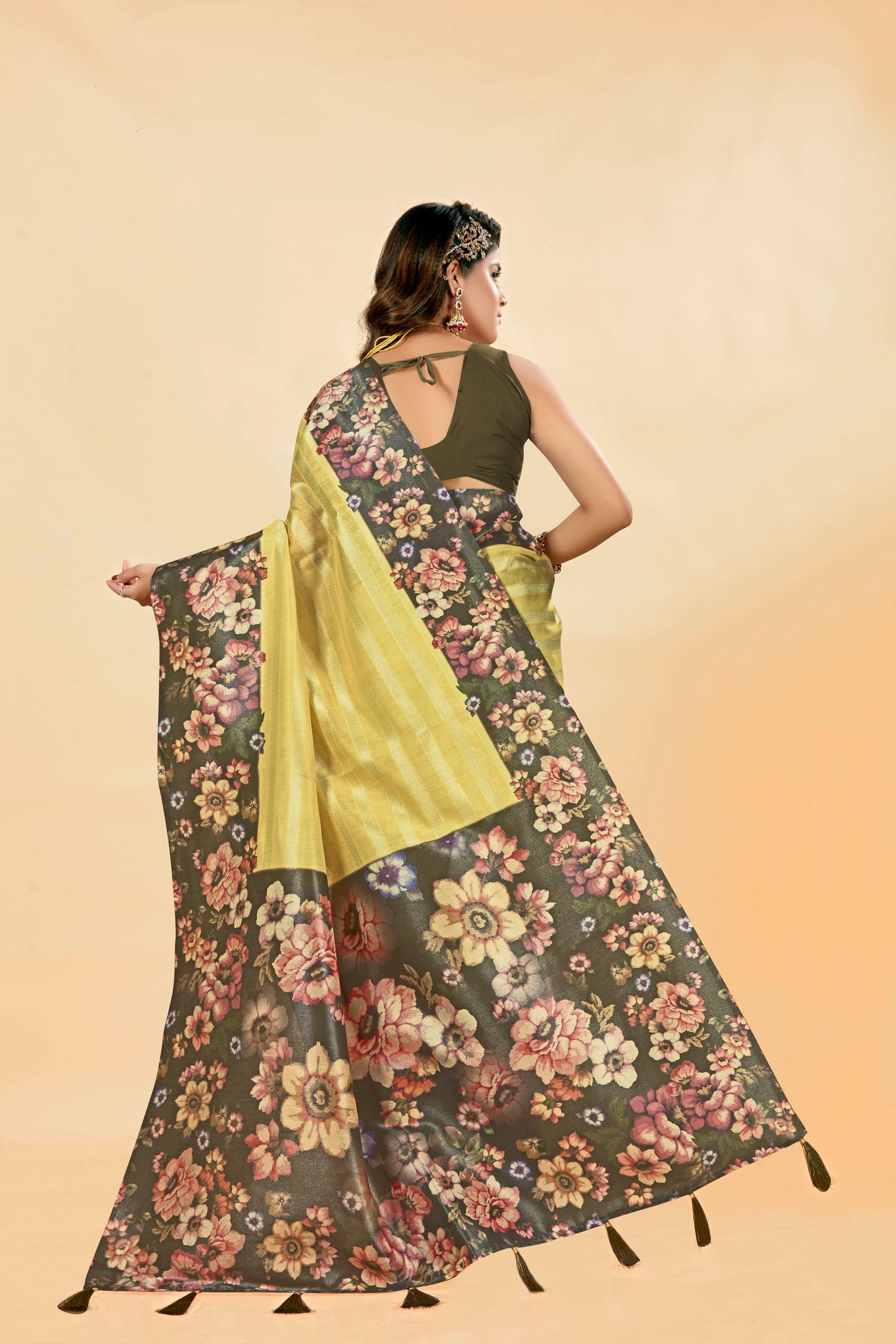 Malabar Multicolour Jacquard Saree with Elegant Digital Print 6.(8 Colours Available).