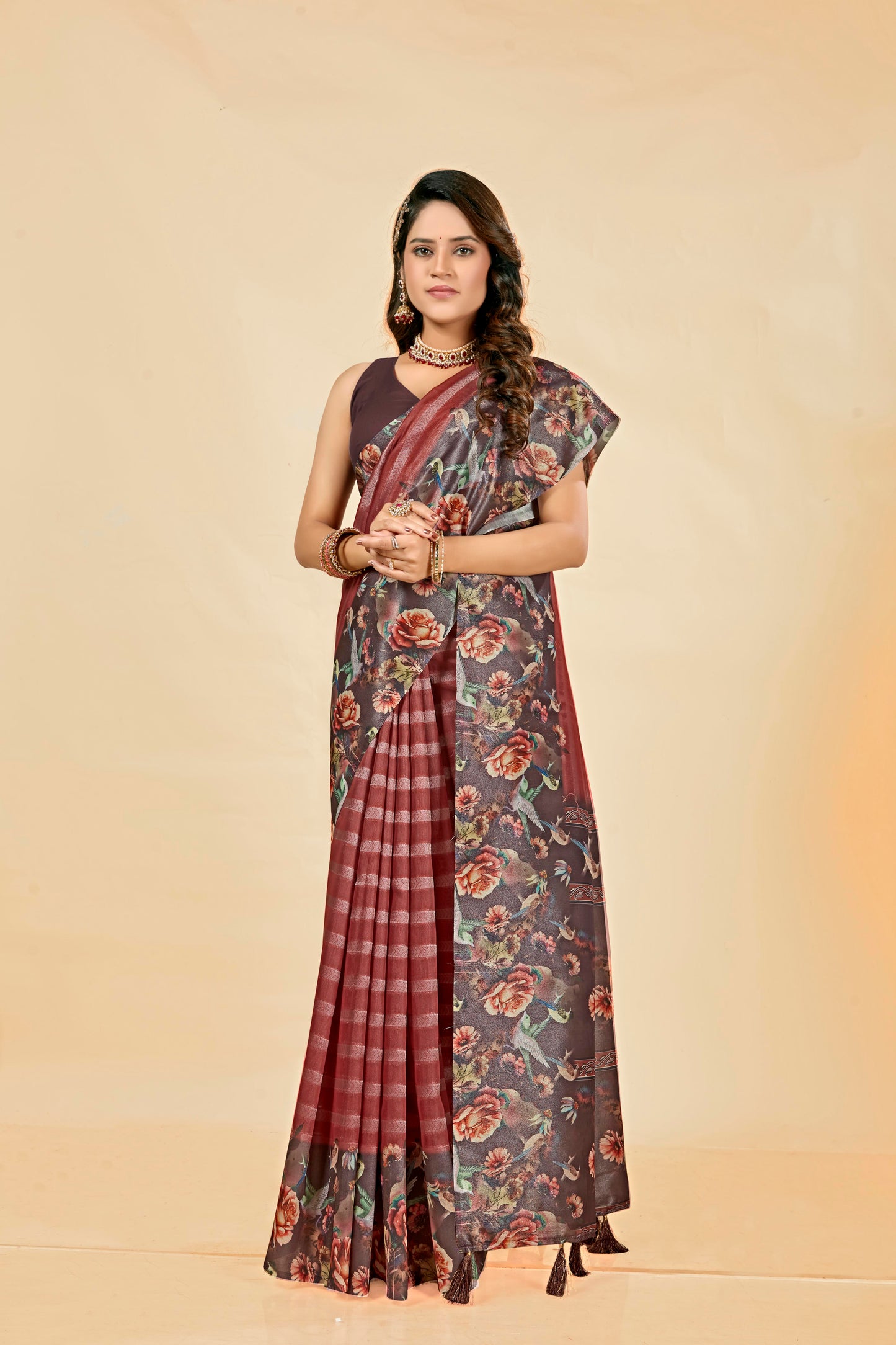 Malabar Multicolour Jacquard Saree with Elegant Digital Print 6.(8 Colours Available).