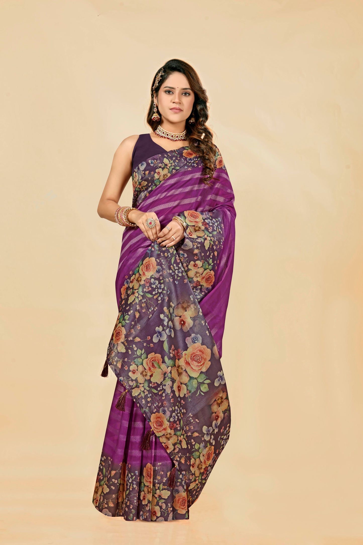 Malabar Multicolour Jacquard Saree with Elegant Digital Print 6.(8 Colours Available).