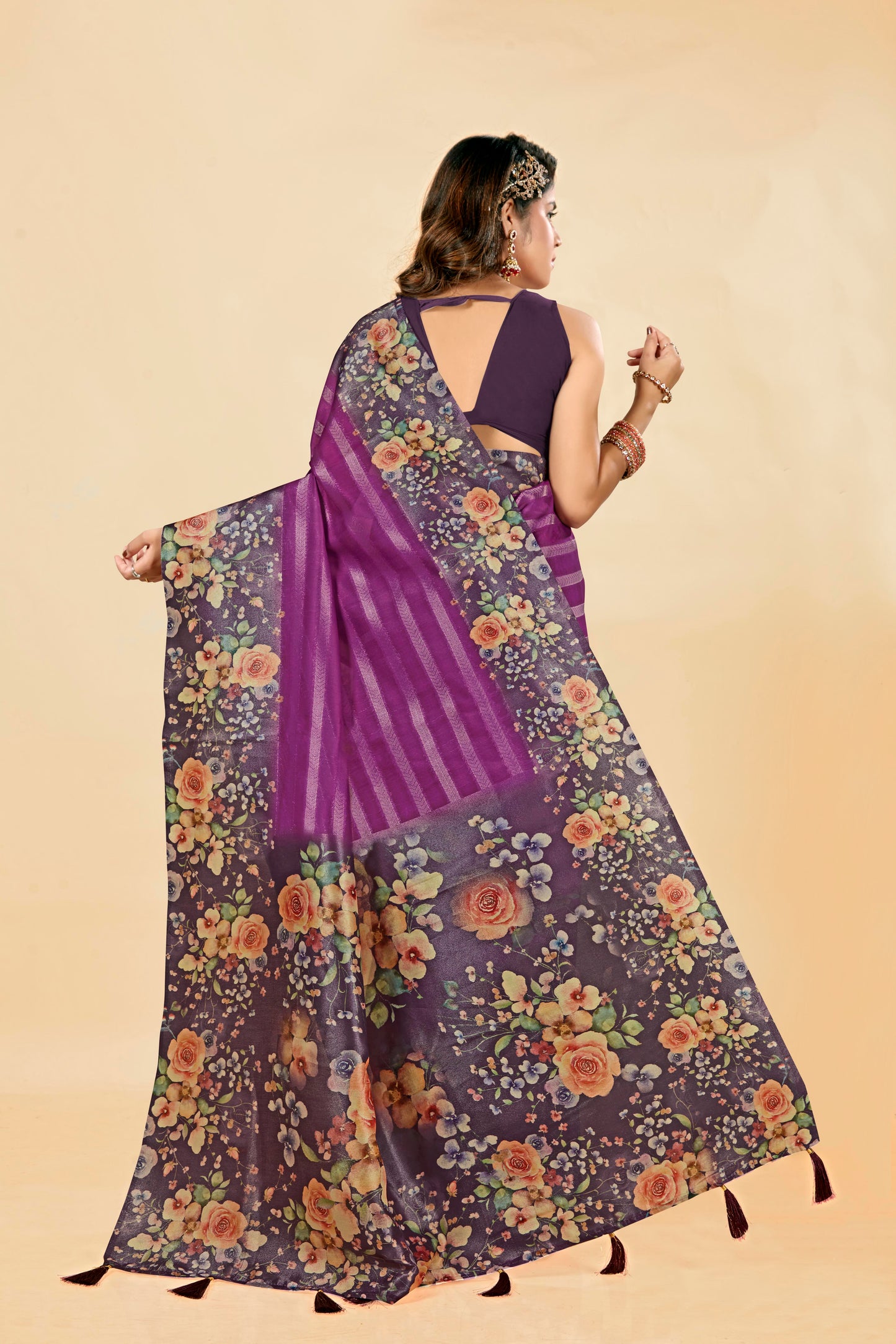 Malabar Multicolour Jacquard Saree with Elegant Digital Print 6.(8 Colours Available).