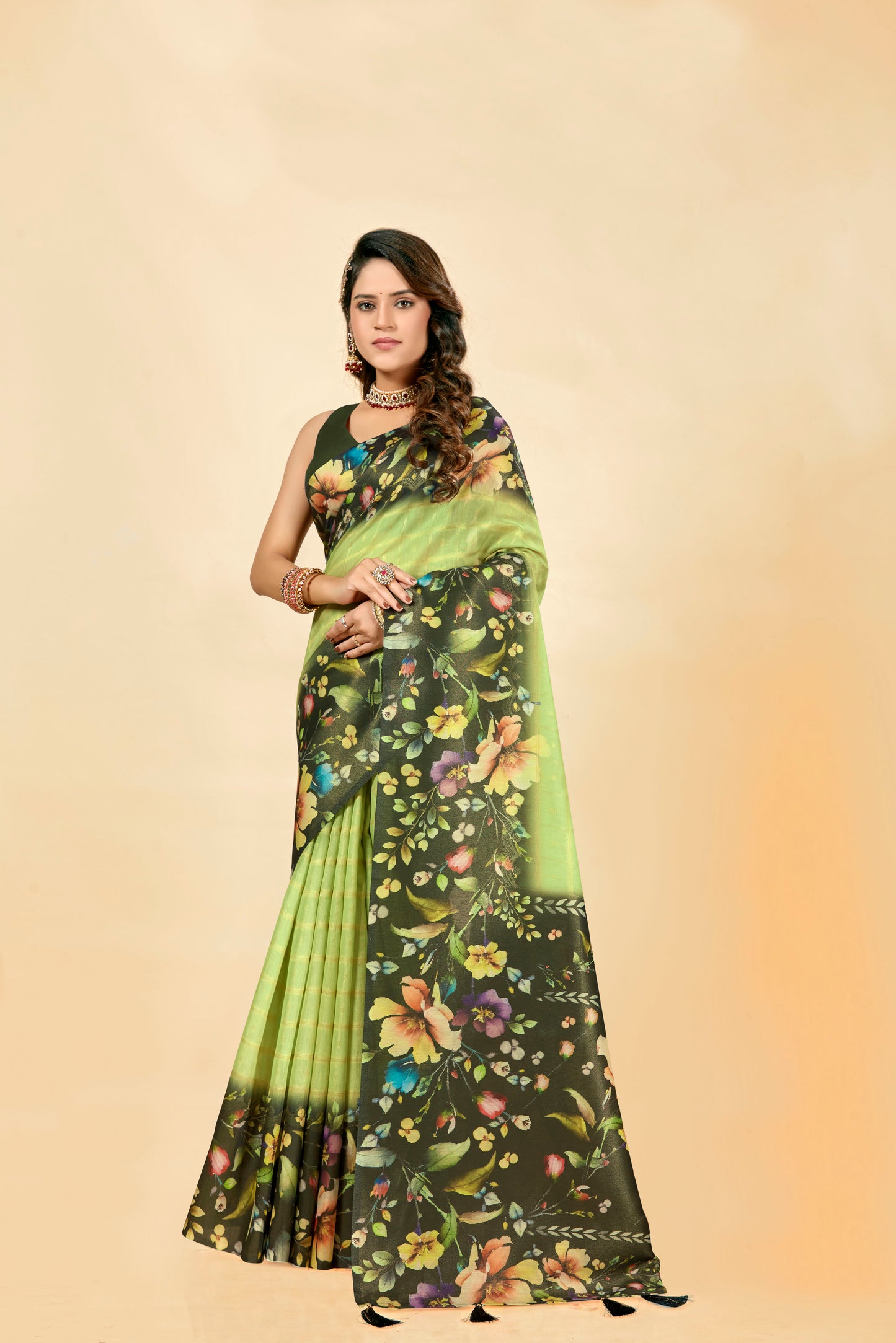 Malabar Multicolour Jacquard Saree with Elegant Digital Print 9 (8 Colours Available).