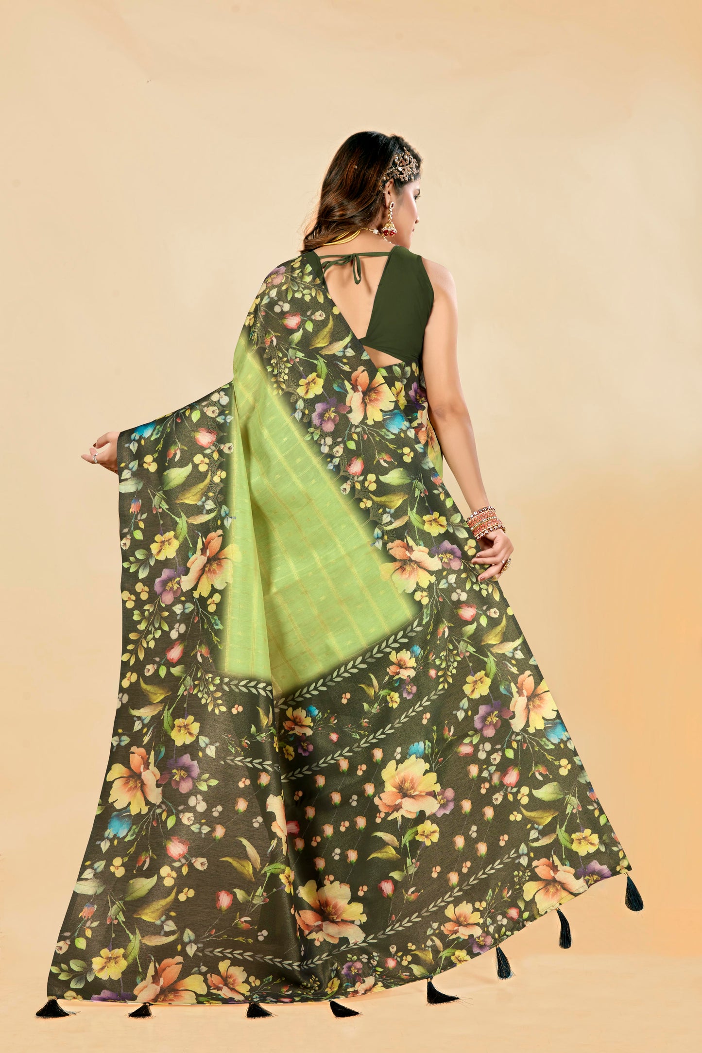 Malabar Multicolour Jacquard Saree with Elegant Digital Print 9 (8 Colours Available).