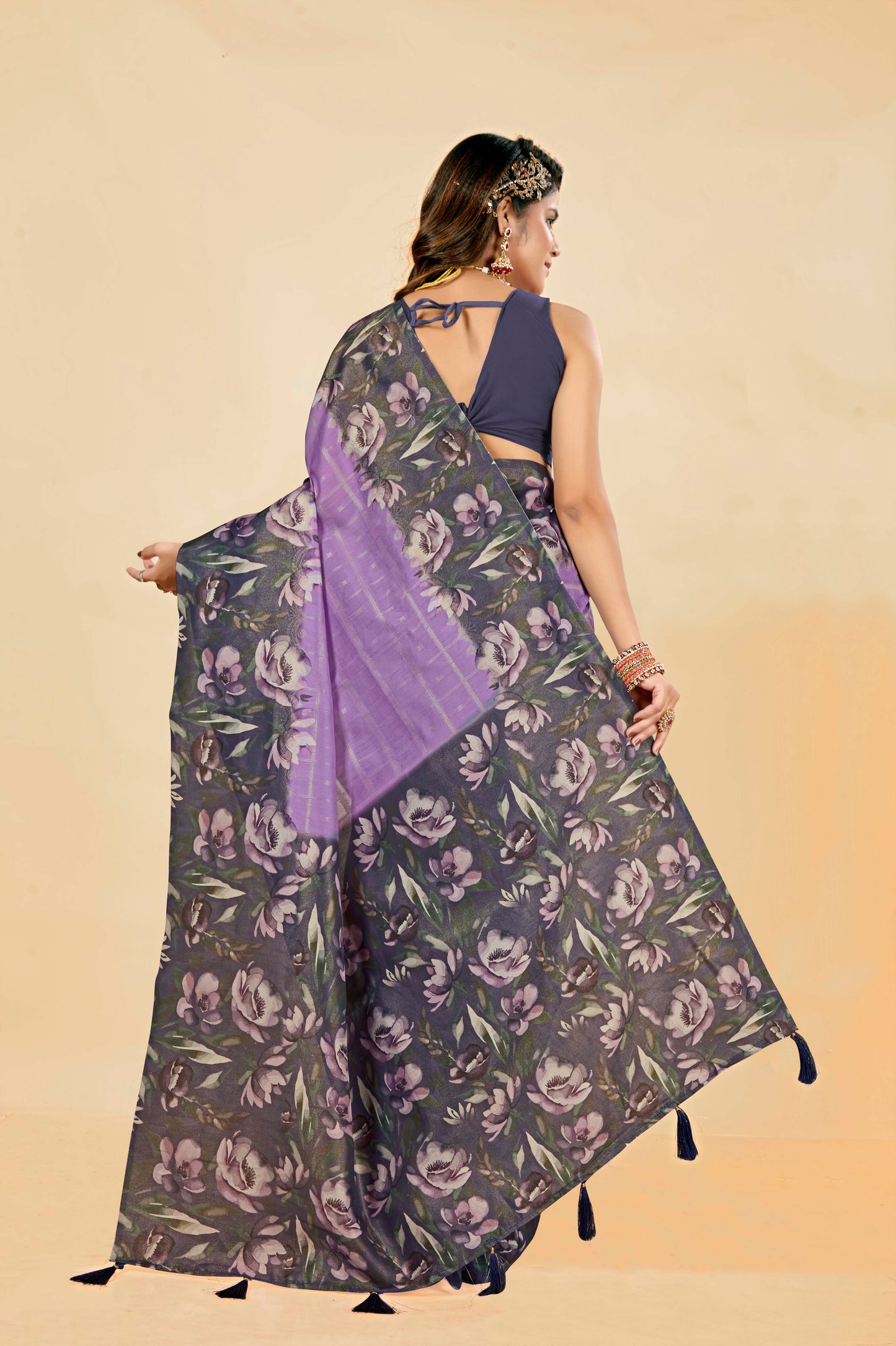 Malabar Multicolour Jacquard Saree with Elegant Digital Print 9 (8 Colours Available).