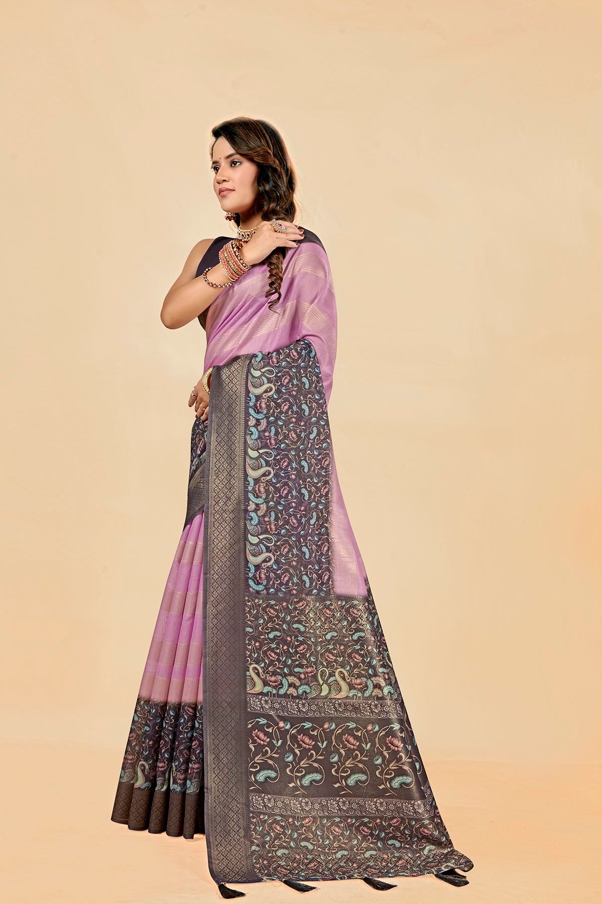 Malabar Multicolour Jacquard Saree with Elegant Digital Print 15. (8 Colours Available).