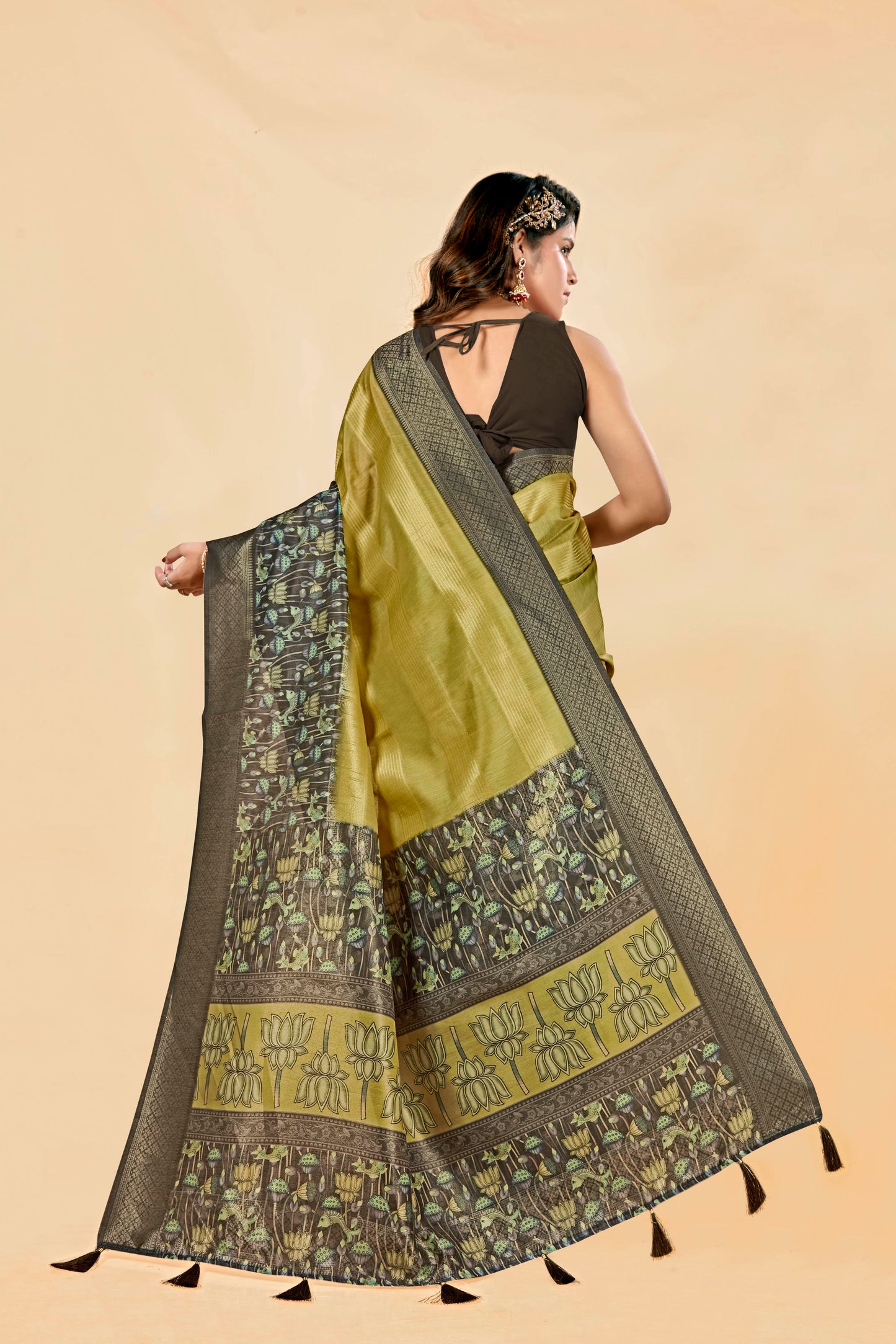 Malabar Multicolour Jacquard Saree with Elegant Digital Print 15. (8 Colours Available).