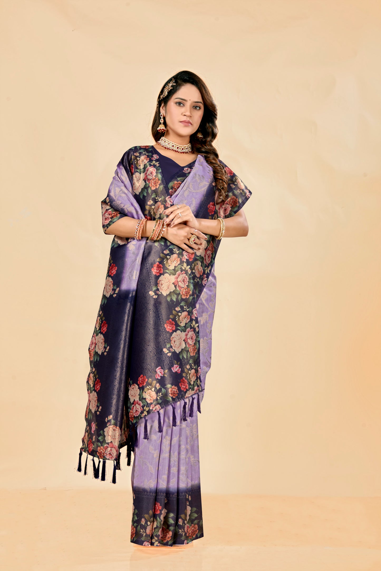 Malabar Multicolour Jacquard Saree with Elegant Digital Print 2 (8 Colours Available).