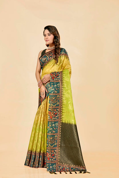 Malabar Multicolour Jacquard Saree with Elegant Digital Print 2 (8 Colours Available).