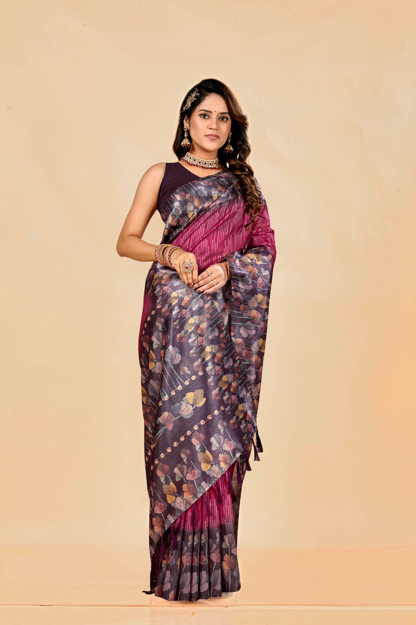 Malabar Multicolour Jacquard Saree with Elegant Digital Print 7(8 Colours Available).