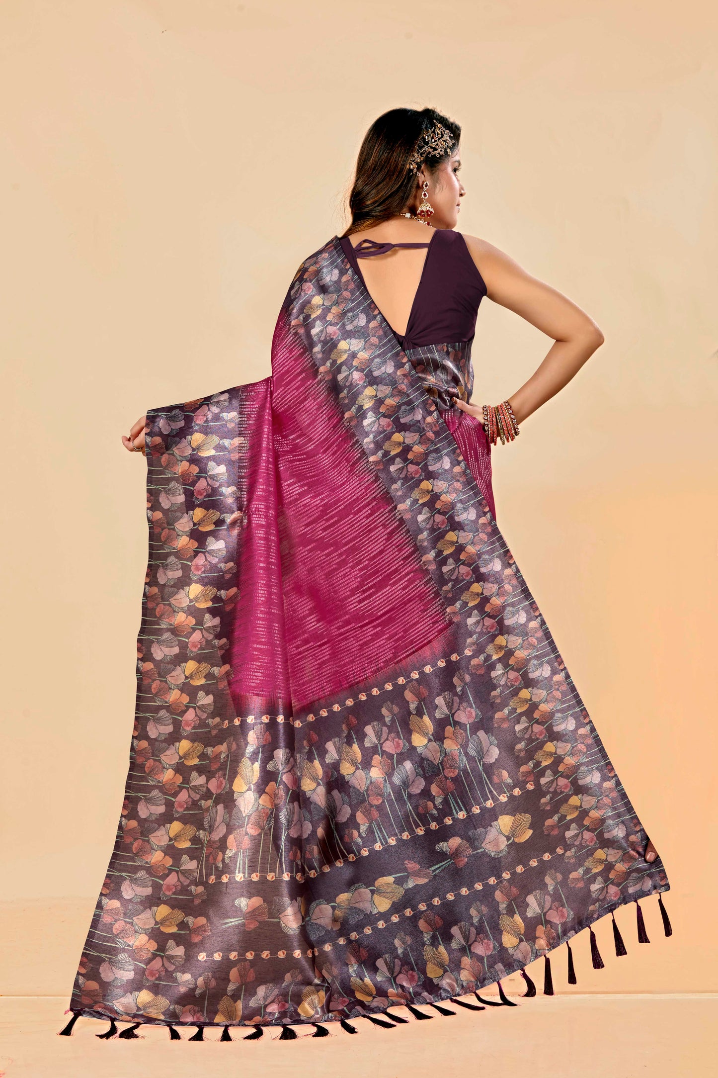 Malabar Multicolour Jacquard Saree with Elegant Digital Print 7(8 Colours Available).