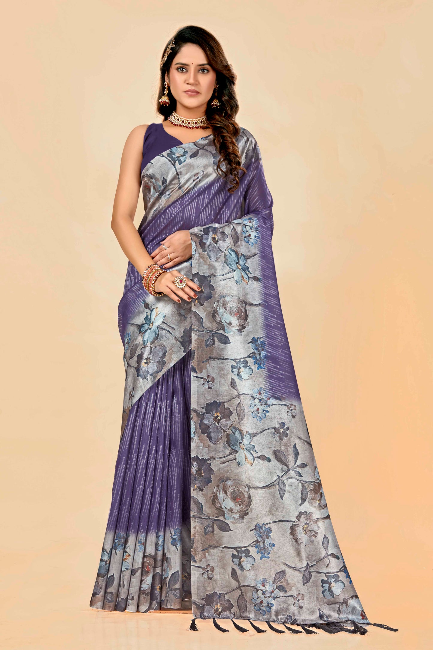 Malabar Multicolour Jacquard Saree with Elegant Digital Print 7(8 Colours Available).