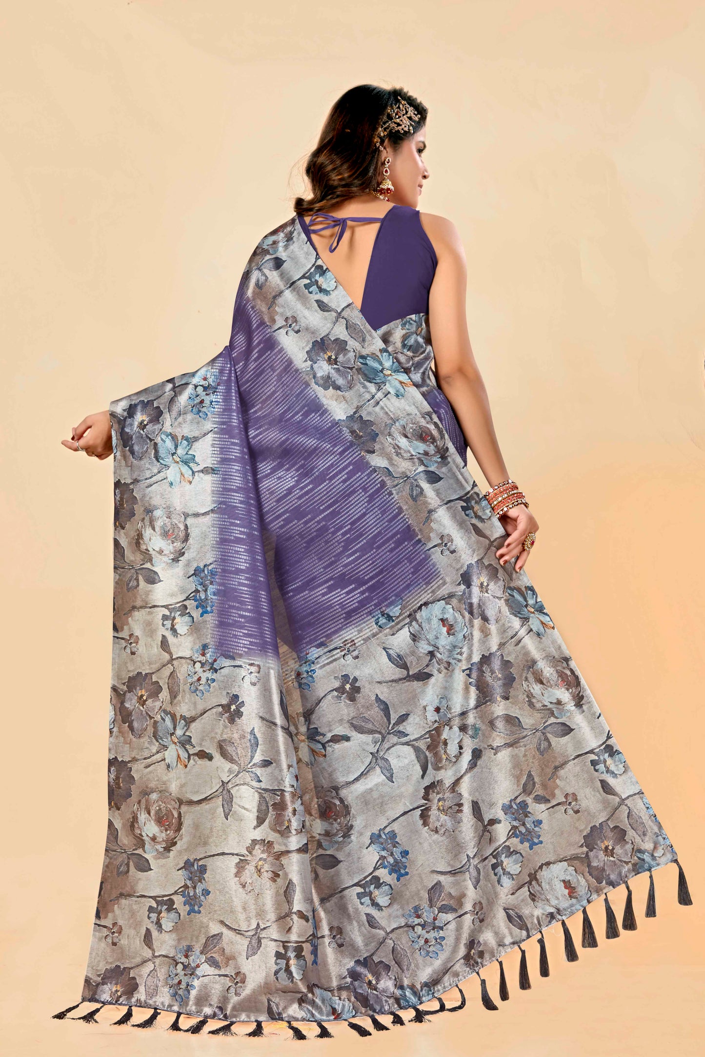 Malabar Multicolour Jacquard Saree with Elegant Digital Print 7(8 Colours Available).