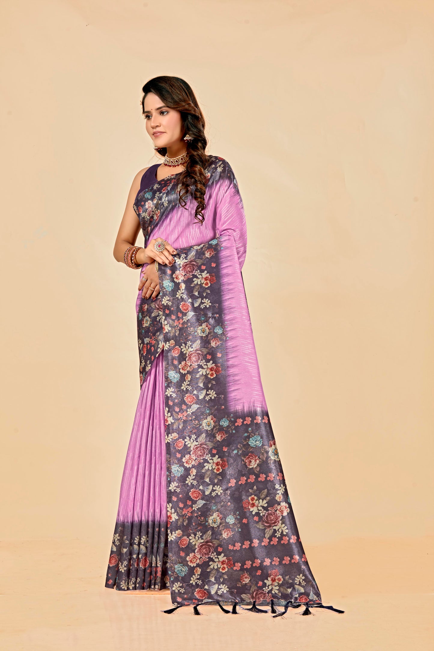 Malabar Multicolour Jacquard Saree with Elegant Digital Print 7(8 Colours Available).