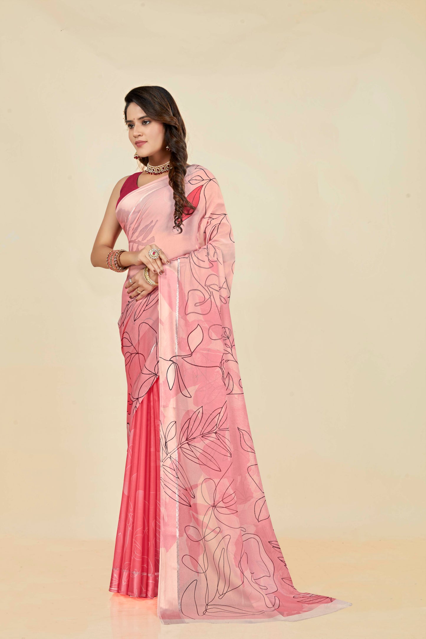 Vogue Multicolour Digital Printed Chiffon Saree With Elegant Design (8 Colours Available).