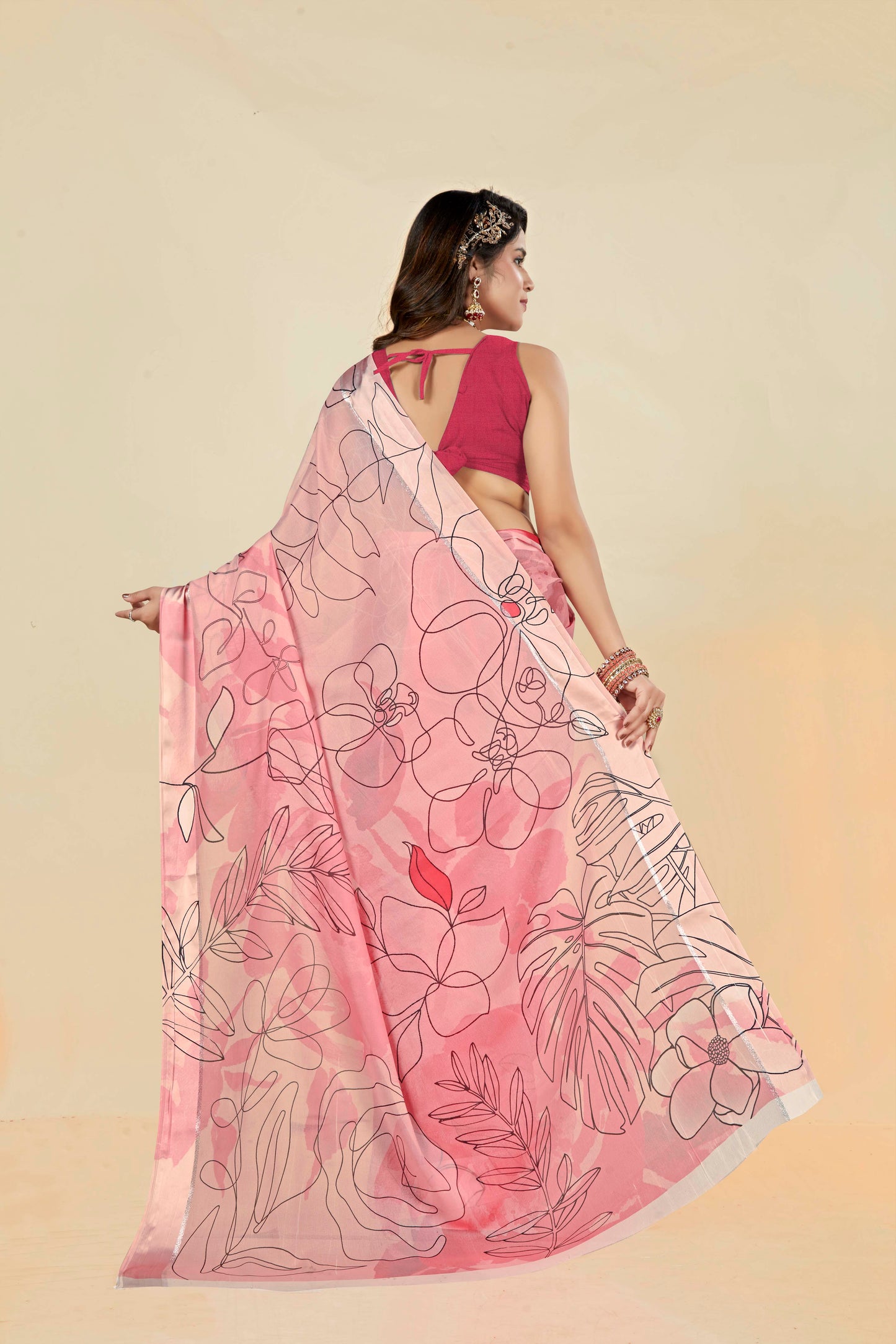 Vogue Multicolour Digital Printed Chiffon Saree With Elegant Design (8 Colours Available).