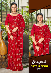 Aastha Multicolour Georgette Saree with Chanderi Blouse (8 Colours).